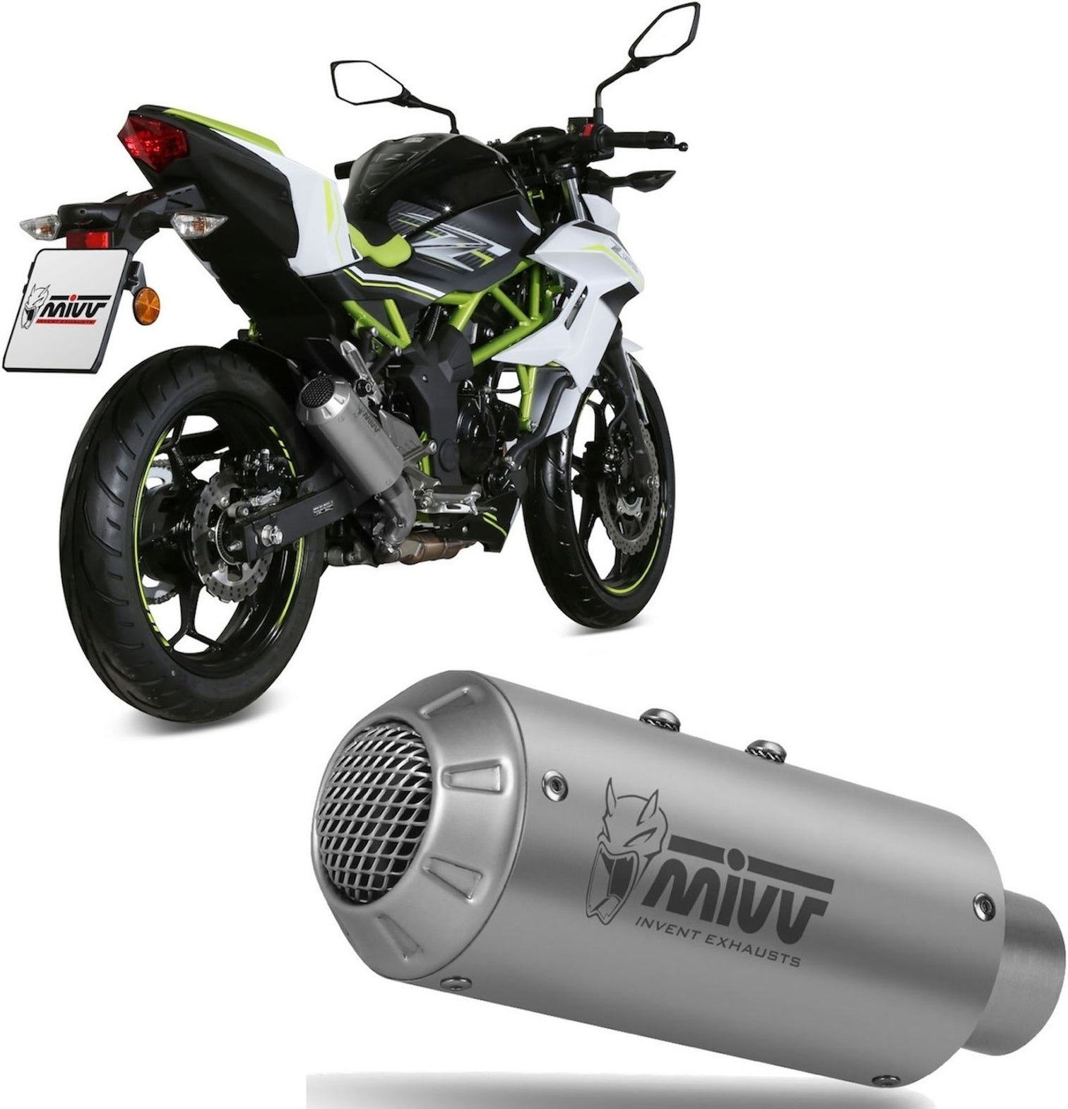 Uncatalysed Exhaust System Without Sound Certification Mk3 Stainless Steel - Mivv Compatible With Kawasaki Ninja 125 (2019-2024)