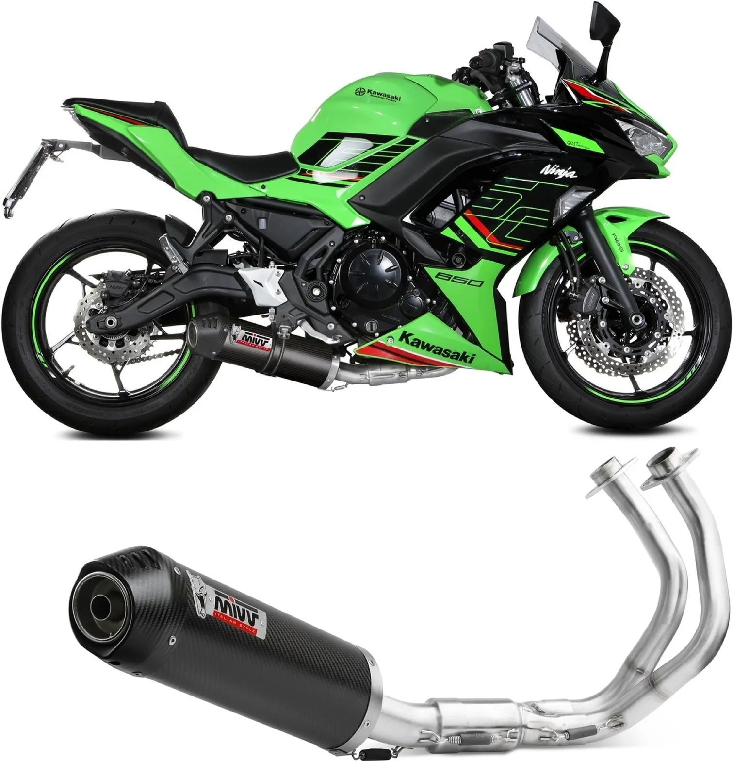 Complete Exhaust System Without Catalytic Converter And Without Sound Certification Oval Carbon Carbon - Mivv Compatible With Kawasaki Ninja 650 (2024)