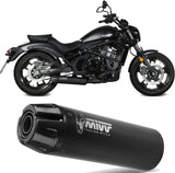 Complete Exhaust System Without Catalytic Converter And Without Sound Certification Hr-1 Steel Black Carbon - Mivv Compatible With Kawasaki Vulcan S (2017-2023)