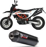 Uncatalysed Exhaust System Without Sound Certification Oval Steel Black Carbon - Mivv Compatible With Ktm 690 Smc R (2020-2024)