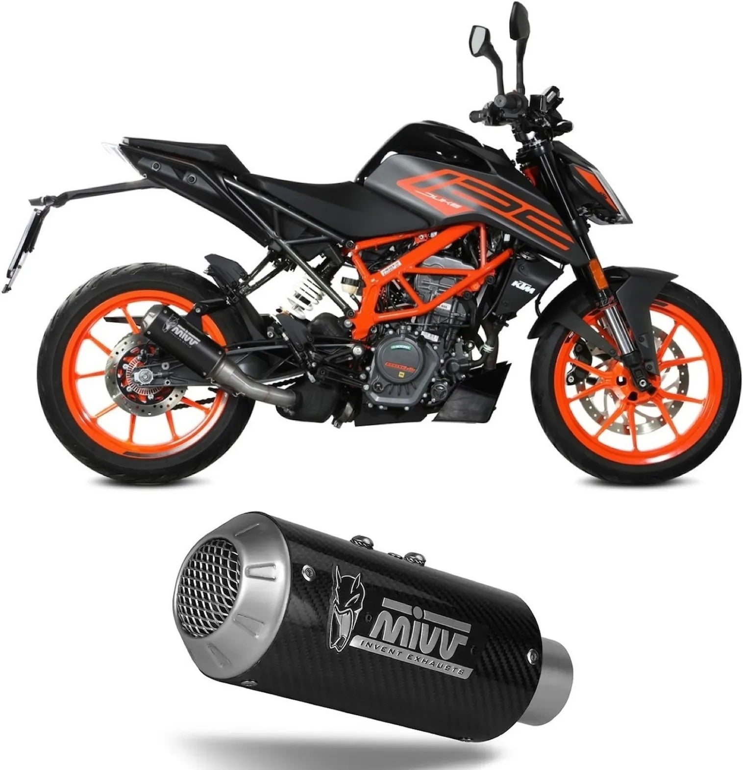 Uncatalysed Exhaust System Without Sound Certification Mk3 Steel Black - Mivv Compatible With Ktm 390 Duke (2021-2023)