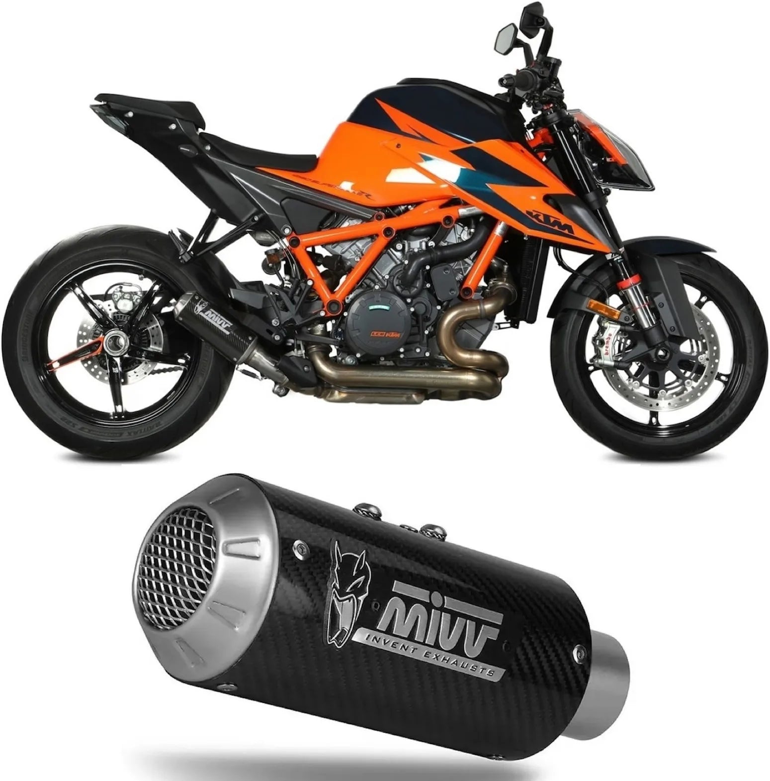 Uncatalysed Exhaust System Without Sound Certification Mk3 Carbon - Mivv Compatible With Ktm Duke 1290 (2020-2024)