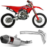 Complete Non-Catalytic Exhaust System With Fim Certification Str1 Stainless Steel Carbon - Mivv Compatible With Honda Crf 450 (2021-2024)