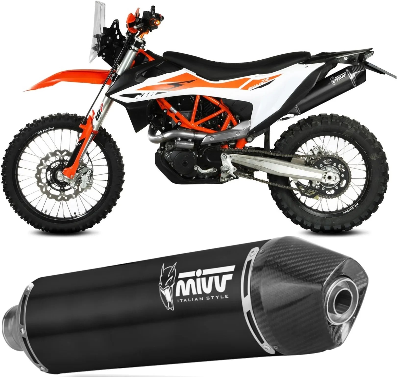 Uncatalysed Exhaust System Without Sound Certification Str1 Steel Black - Mivv Compatible With Ktm 690 Enduro R (2019-2020)