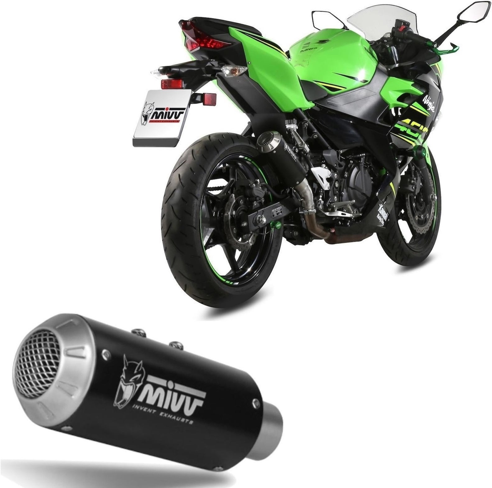 Uncatalysed Exhaust System Without Sound Certification Mk3 Steel Black - Mivv Compatible With Kawasaki Z 400 (2019-2023)