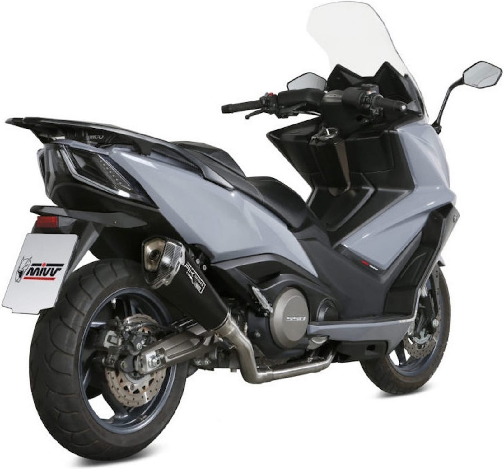 Complete Exhaust System Without Catalytic Converter And Without Sound Certification Delta Race Stainless Steel Carbon - Mivv Compatible With Kymco Ak 550 (2017-2020)