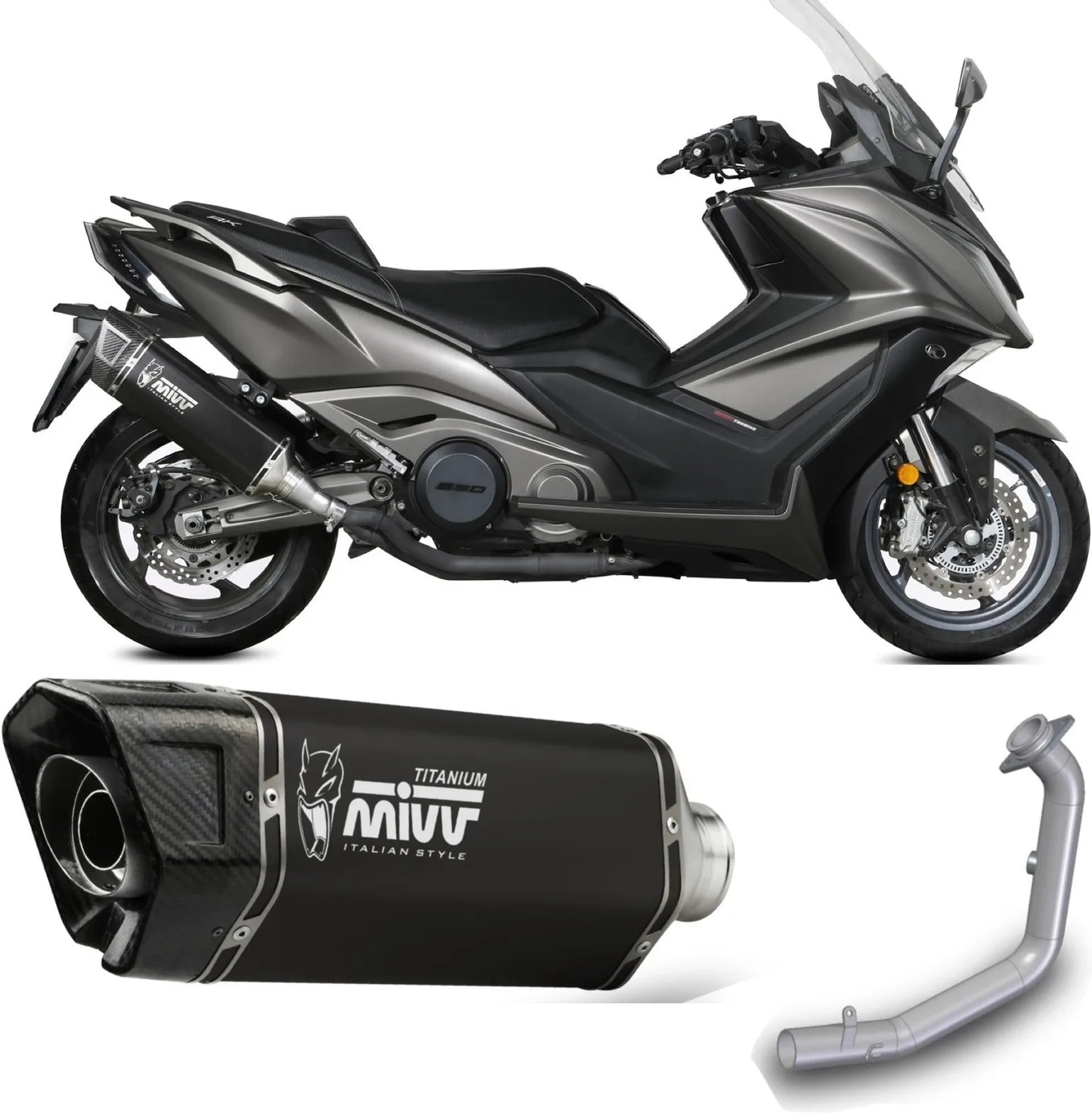 Catalytic Exhaust Tip With Sound Certification Sr-1 Steel Black - Mivv Compatible With Kymco Ak 550 (2021-2024)