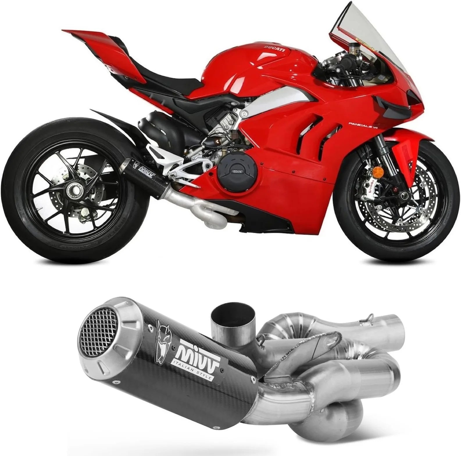 Complete Exhaust System Without Catalytic Converter And Without Sound Certification Mk3 Carbon - Mivv Compatible With Ducati Panigale V4 (2018-2022)