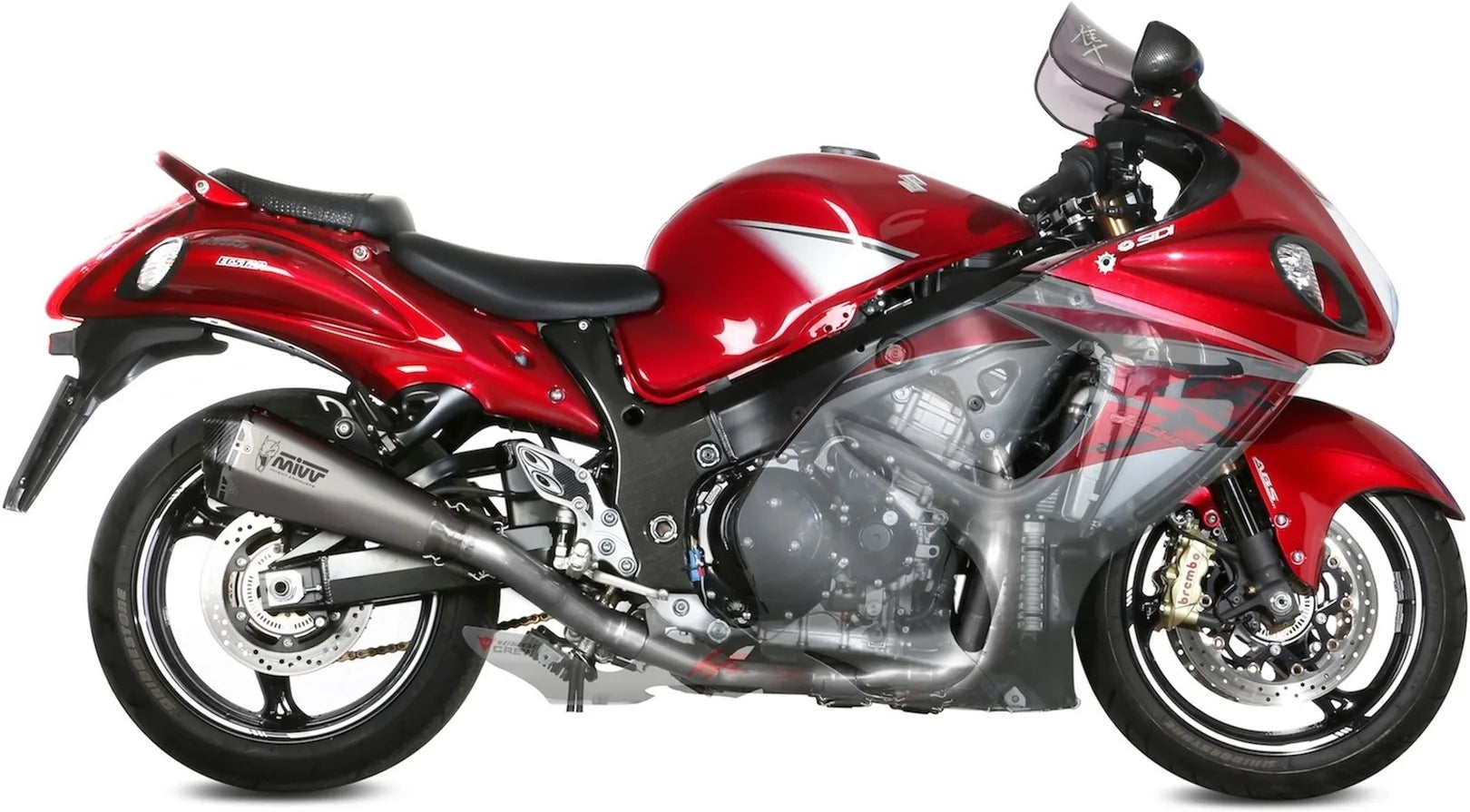 Complete Exhaust System Without Catalytic Converter And Without Sound Certification Delta Race Full Titanium Carbon - Mivv Compatible With Suzuki Gsx-R 1300 Hayabusa (2008-2017)
