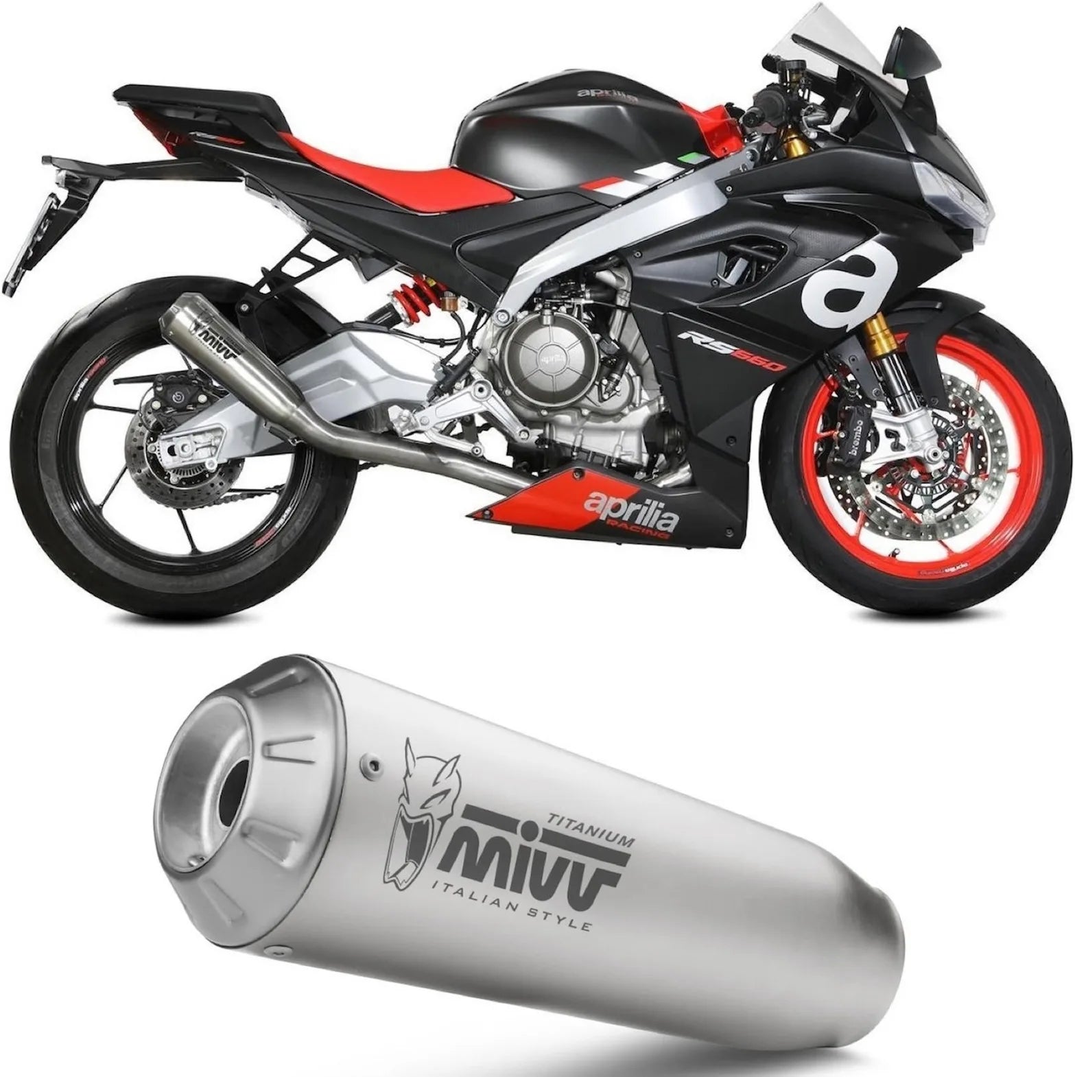 Complete Exhaust System Without Catalytic Converter And Without Sound Certification X-M1 Titanium - Mivv Compatible With Aprilia Rs 660 (2020-2024)