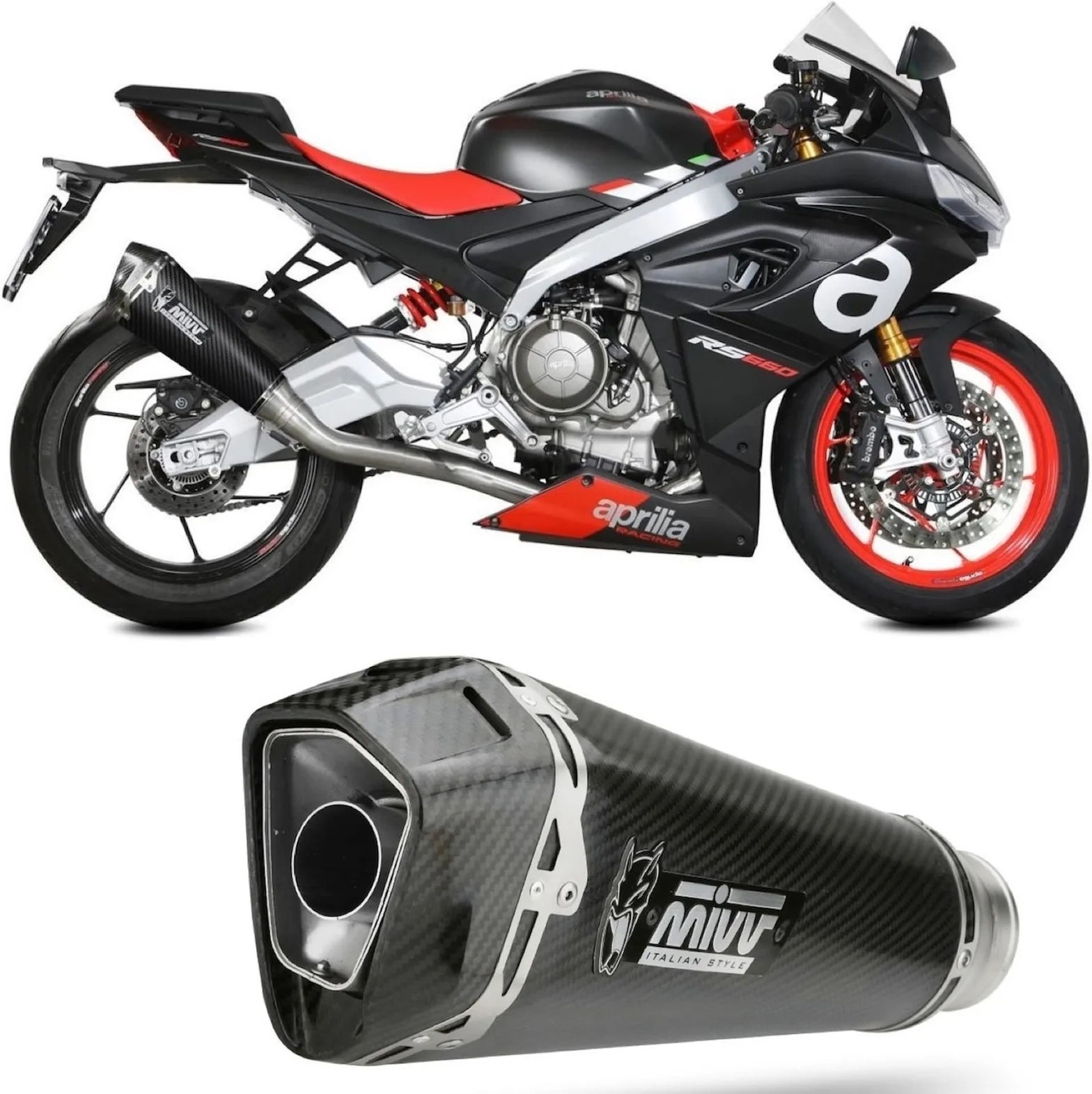 Complete Exhaust System Without Catalytic Converter And Without Sound Certification Delta Race Carbon Carbon - Mivv Compatible With Aprilia Tuono 660 (2021-2024)