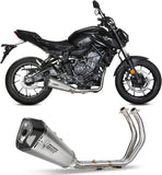 Complete Exhaust System Without Catalytic Converter And Without Sound Certification Delta Race Stainless Steel Carbon - Mivv Compatible With Yamaha Mt-07 (2021-2024)