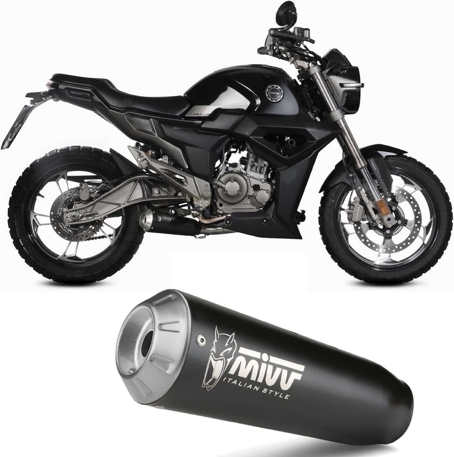 Complete Exhaust System Without Catalytic Converter And Without Sound Certification X-M1 Steel Black - Mivv Compatible With Zontes Zt 125 G1 (2021-2024)