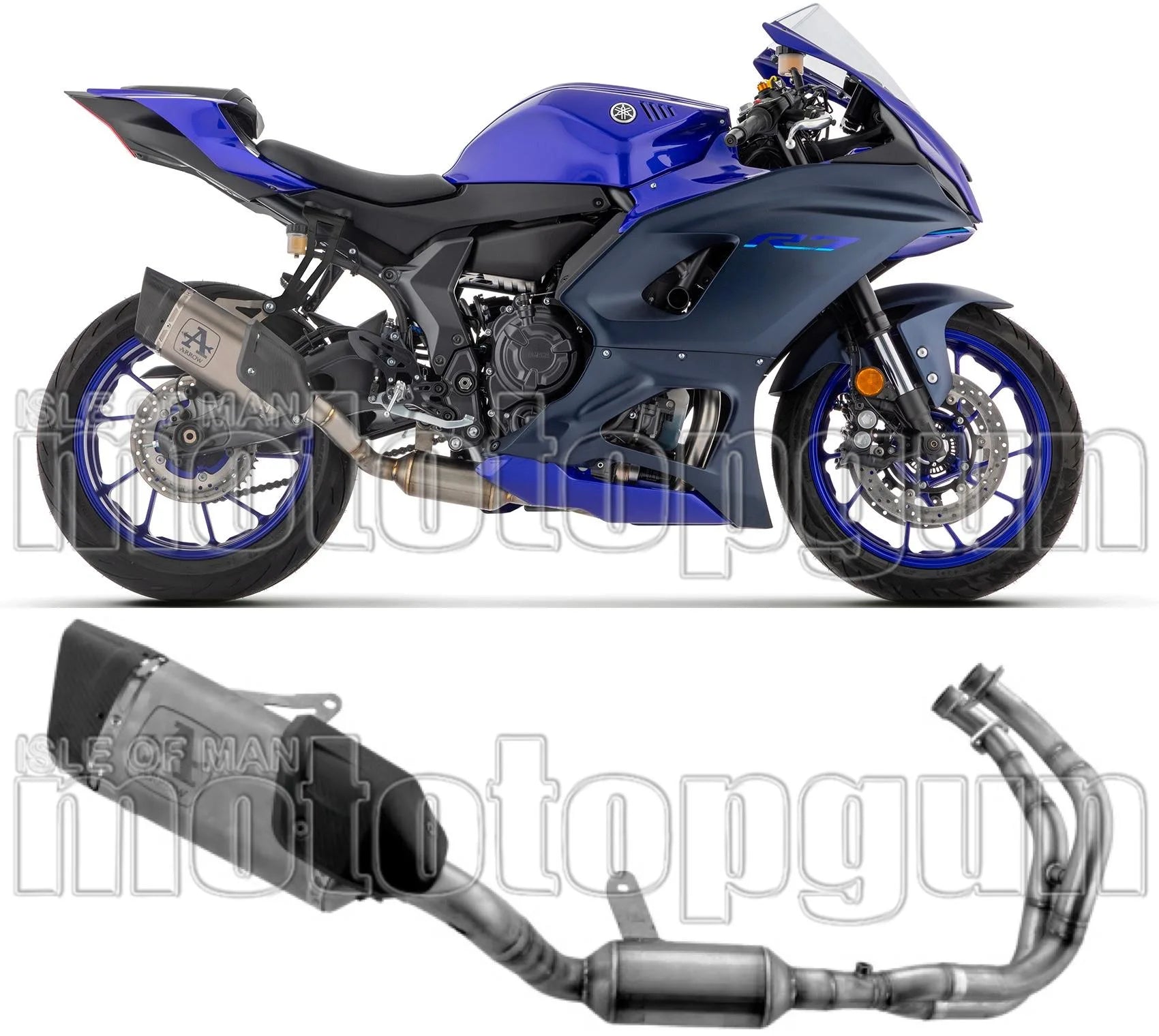 Complete Exhaust System Without Catalytic Converter And Without Sound Certification Pista Competition Titanium Carbon - Arrow Special Parts Compatible With Yamaha Yzf-R7 700 (2021-2024)