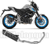 Complete Exhaust System Without Catalytic Converter And Without Sound Certification Icon Black Aluminium Carby End Cap - Arrow Special Parts Compatible With Yamaha Mt-125 (2025-2026)