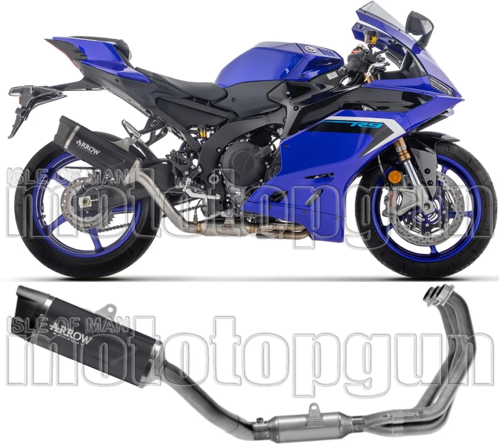 Complete Exhaust System Without Catalytic Converter And Without Sound Certification Indy-Race Evo Black Aluminium Carby End Cap - Arrow Special Parts Compatible With Yamaha Yzf R9 (2025)