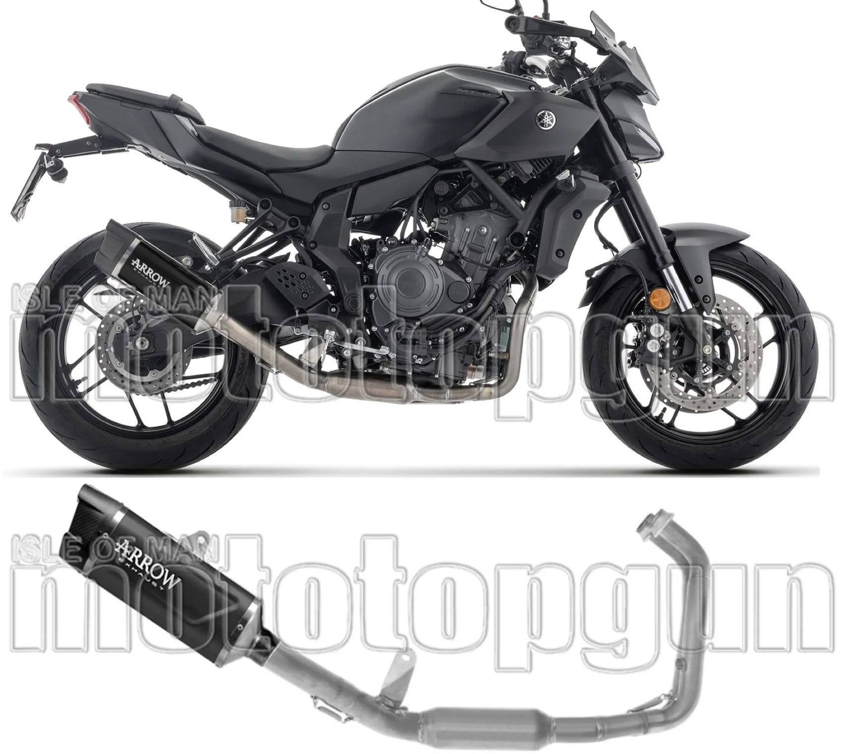 Complete Exhaust System Without Catalytic Converter And Without Sound Certification Indy-Race Evo Black Aluminium Carby End Cap - Arrow Special Parts Compatible With Yamaha Mt-07 (2025-2026)