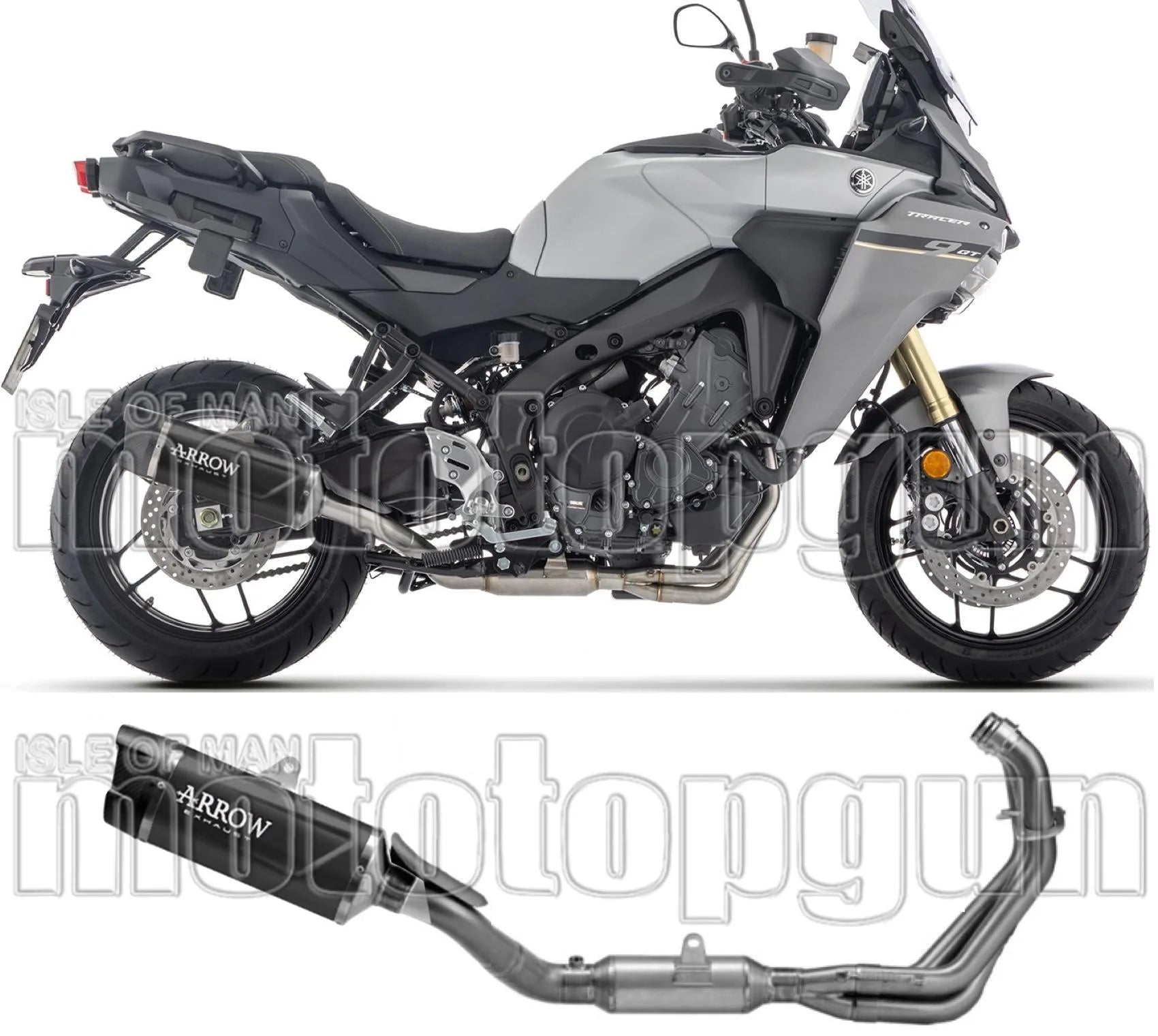 Complete Exhaust System Without Catalytic Converter And Without Sound Certification Indy-Race Evo Black Aluminium Carby End Cap - Arrow Special Parts Compatible With Yamaha Tracer 9 (2025-2026)