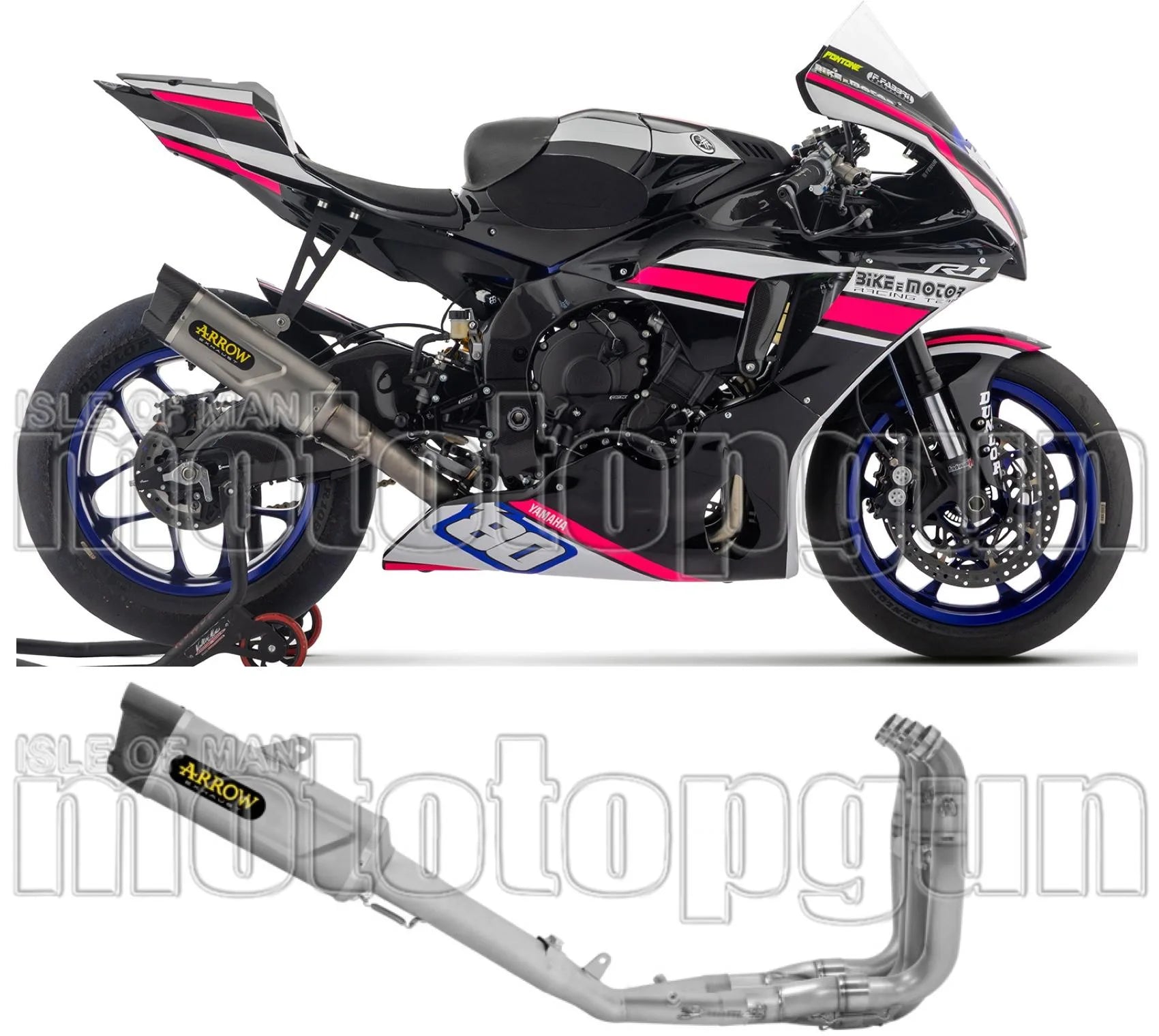 Complete Exhaust System Without Catalytic Converter And Without Sound Certification Indy-Race Evo Competition Titanium Carby End Cap - Arrow Special Parts Compatible With Yamaha Yzf-R1 1000 (2025)