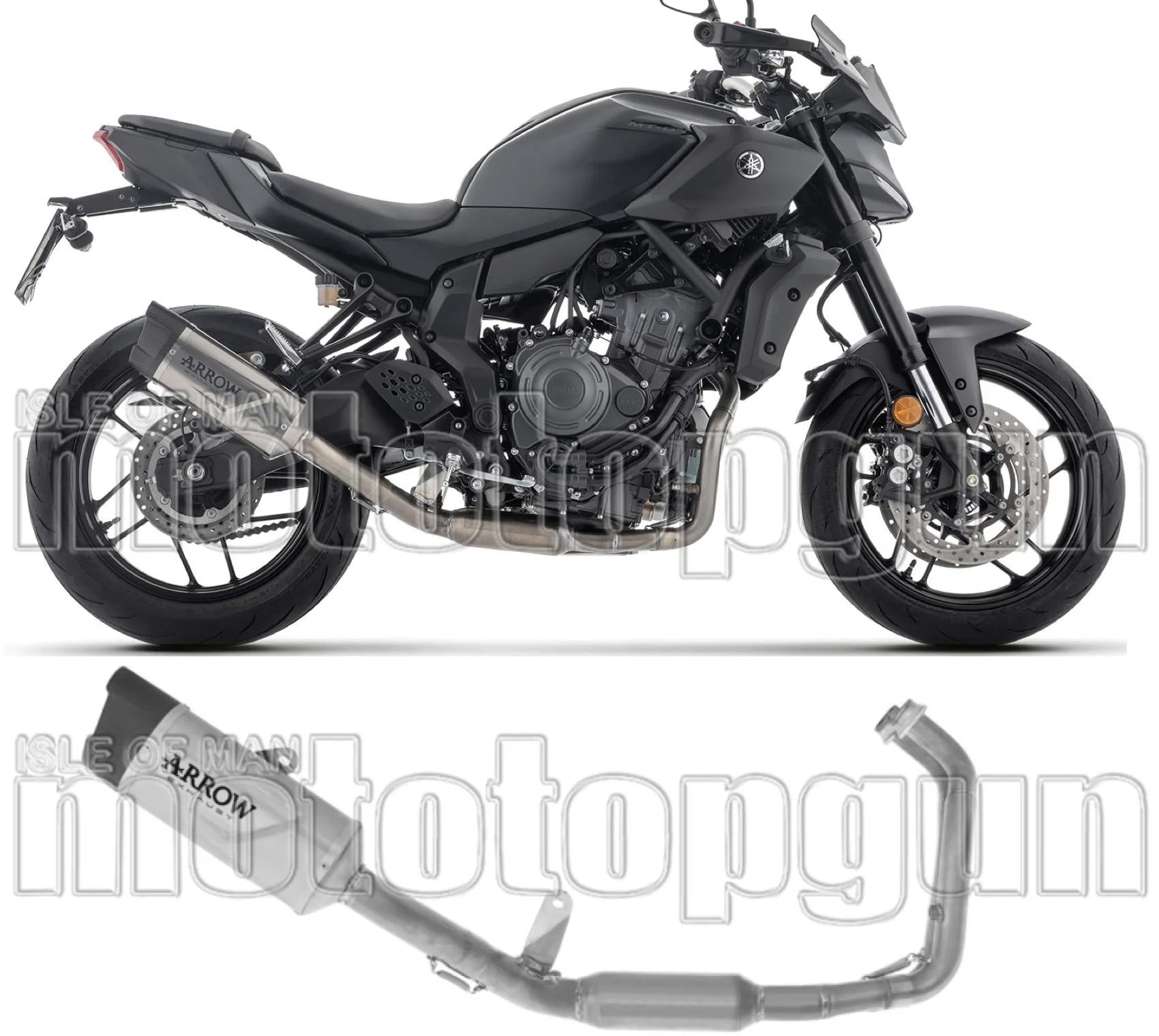 Complete Exhaust System Without Catalytic Converter And Without Sound Certification Indy-Race Evo Titanium Carby End Cap - Arrow Special Parts Compatible With Yamaha Mt-07 (2025-2026)