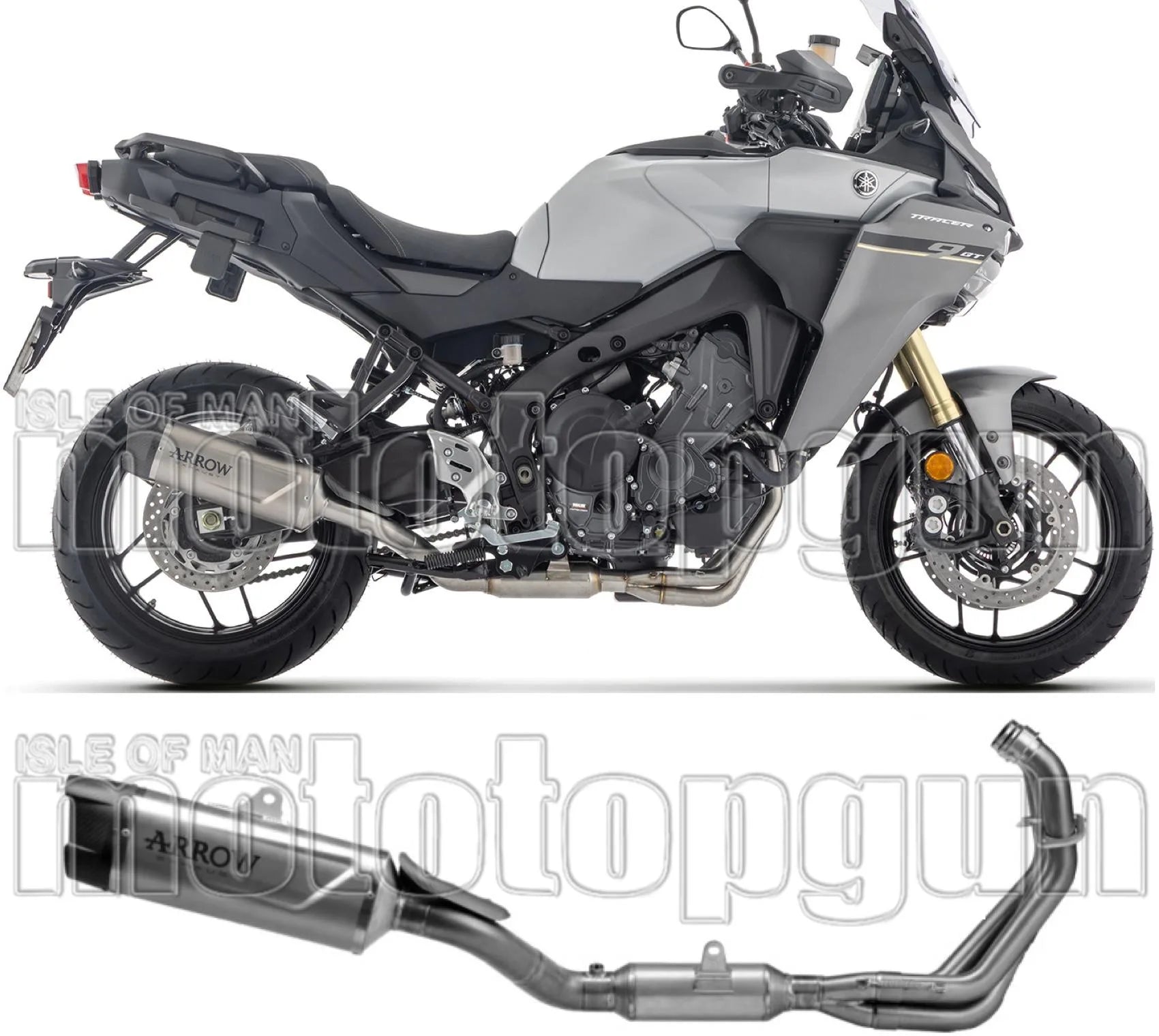 Complete Exhaust System Without Catalytic Converter And Without Sound Certification Indy-Race Evo Titanium Carby End Cap - Arrow Special Parts Compatible With Yamaha Tracer 9 (2025-2026)