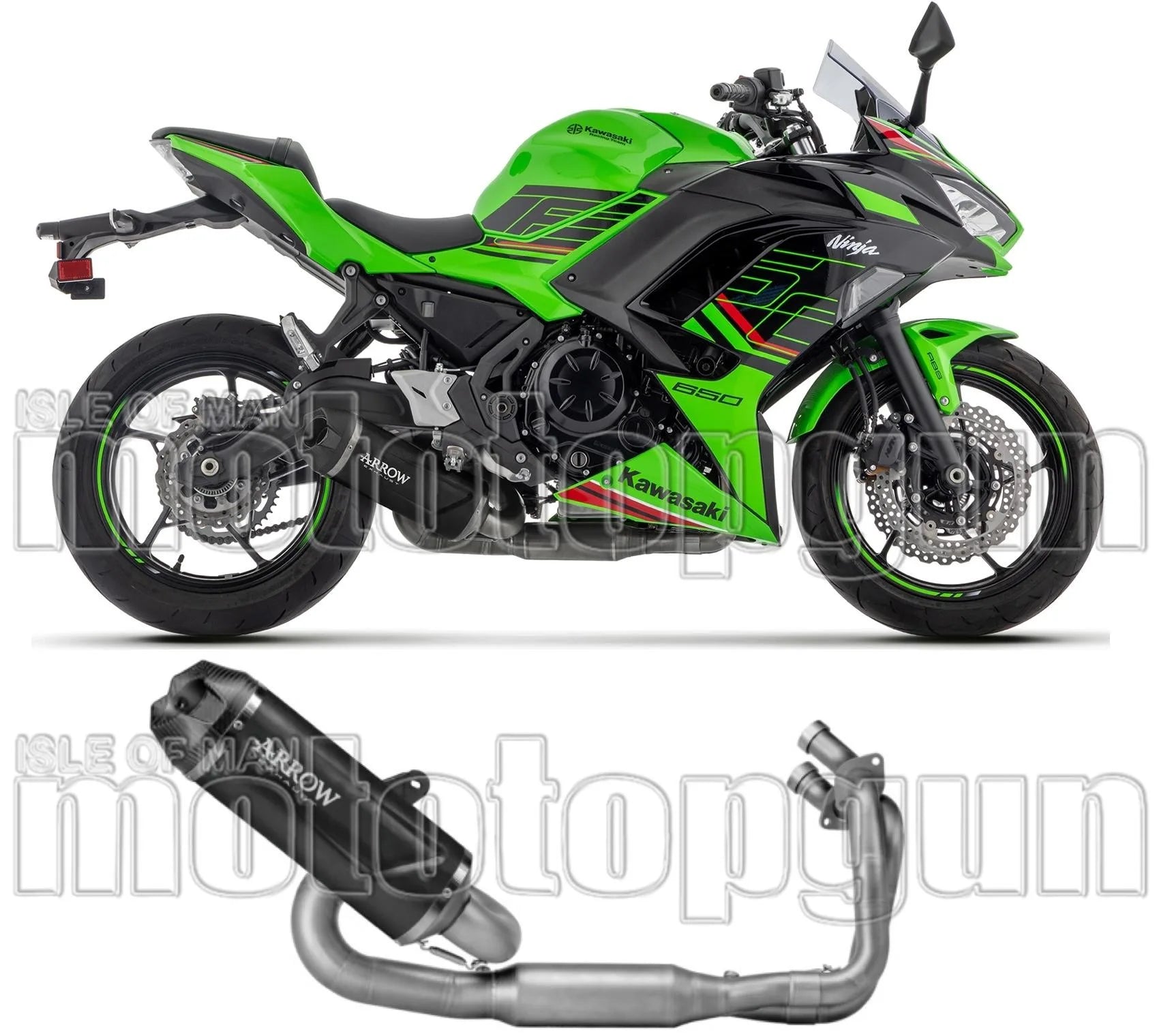 Complete Exhaust System Without Catalytic Converter And Without Sound Certification Indy-Race Evo Black Aluminium Carbon - Arrow Special Parts Compatible With Kawasaki Z 650 (2024-2026)
