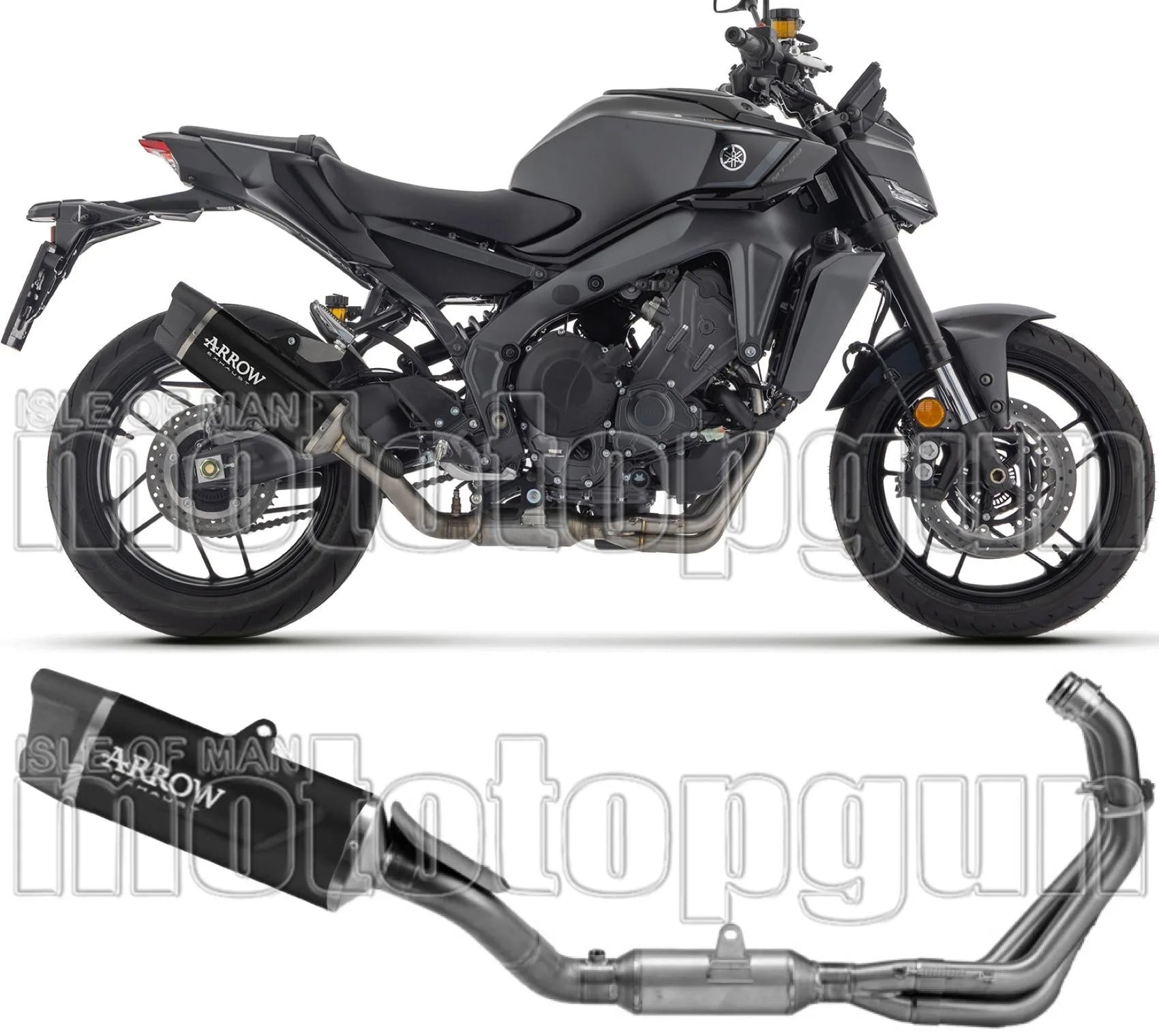 Complete Exhaust System Without Catalytic Converter And Without Sound Certification Indy-Race Evo Black Aluminium Carbon - Arrow Special Parts Compatible With Yamaha Mt-09 (2024-2026)