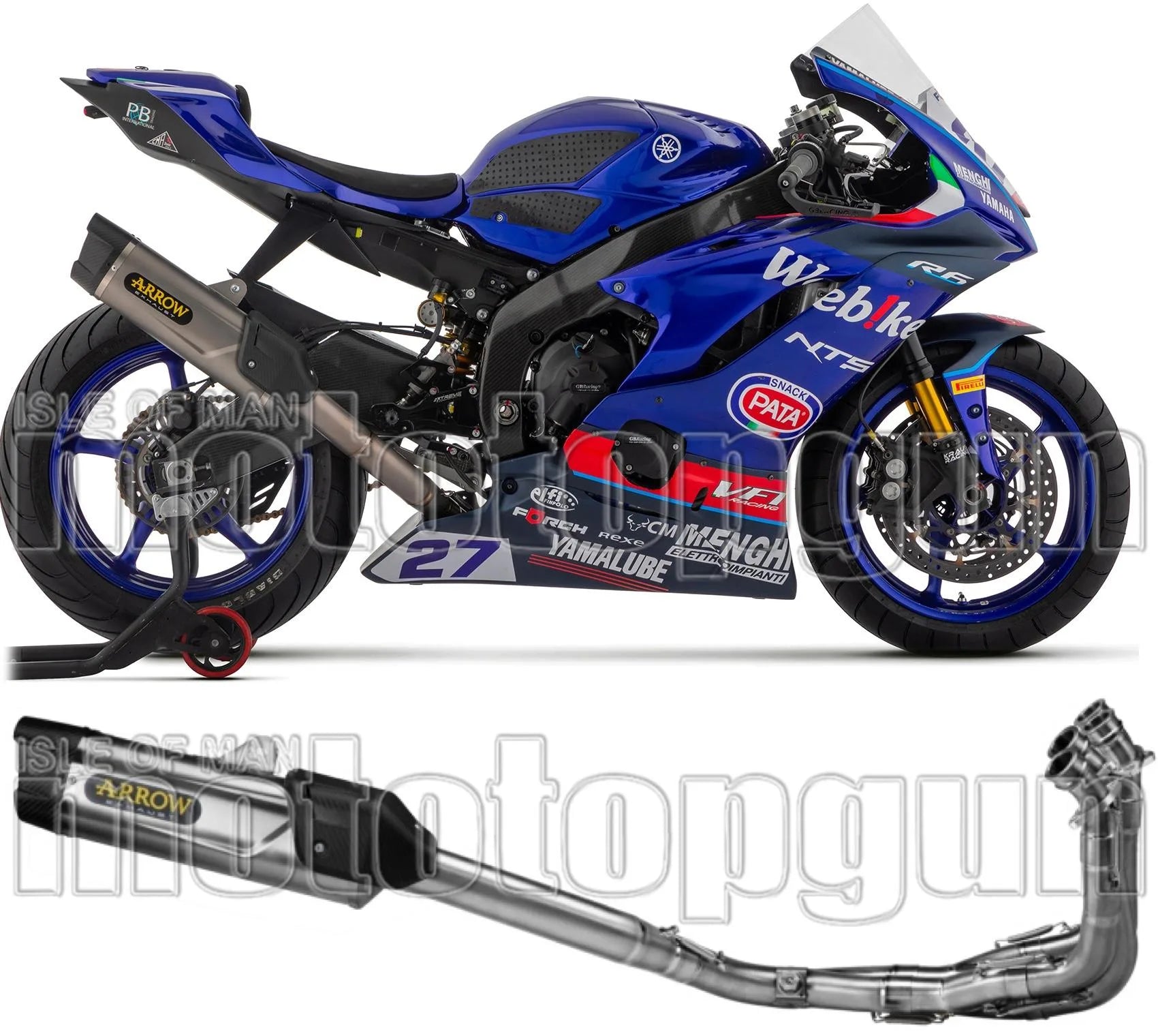 Complete Exhaust System Without Catalytic Converter And Without Sound Certification Indy-Race Evo Competition Evo Full Titanium Carbon - Arrow Special Parts Compatible With Yamaha Yzf-R6 (2017-2024)