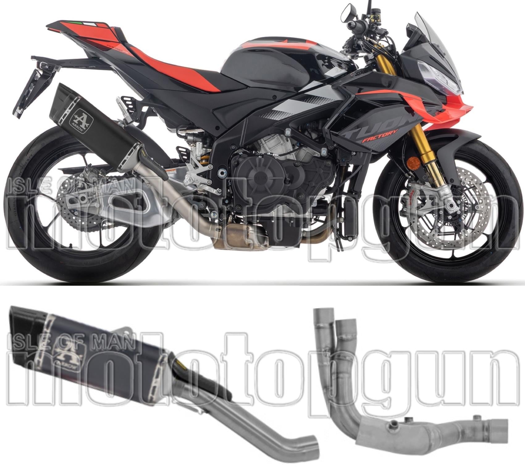 Complete Exhaust System Without Catalytic Converter And Without Sound Certification Pista Black Titanium Carby End Cap - Arrow Special Parts Compatible With Aprilia Tuono V4 1100 (2025-2026)