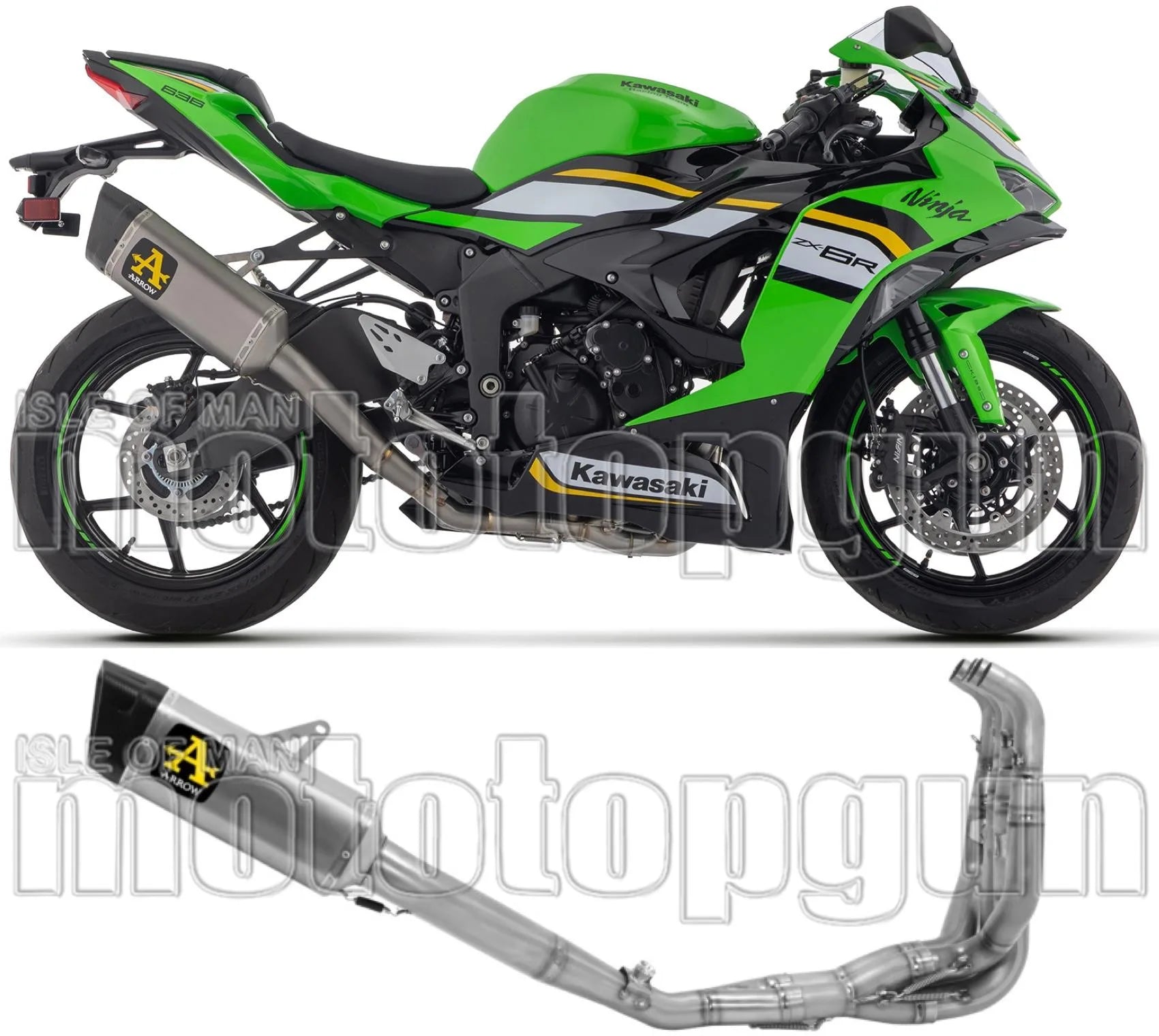Complete Exhaust System Without Catalytic Converter And Without Sound Certification Pista Competition Full Titanium Carbon - Arrow Special Parts Compatible With Kawasaki Zx 6R 636 (2024-2026)