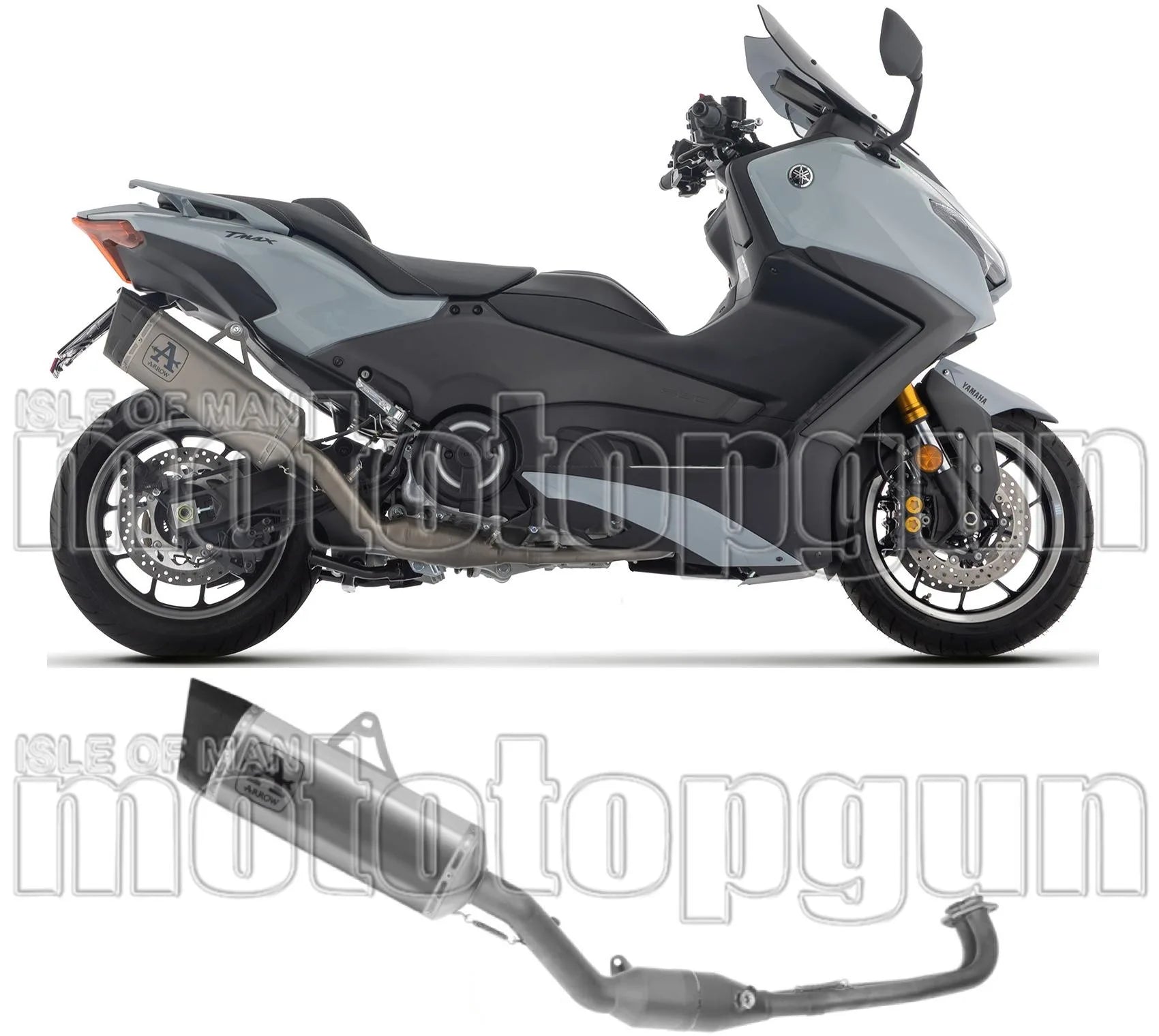 Complete Exhaust System Without Catalytic Converter And Without Sound Certification Pista Titanium Carby End Cap - Arrow Special Parts Compatible With Yamaha T-Max 560 (2025-2026)