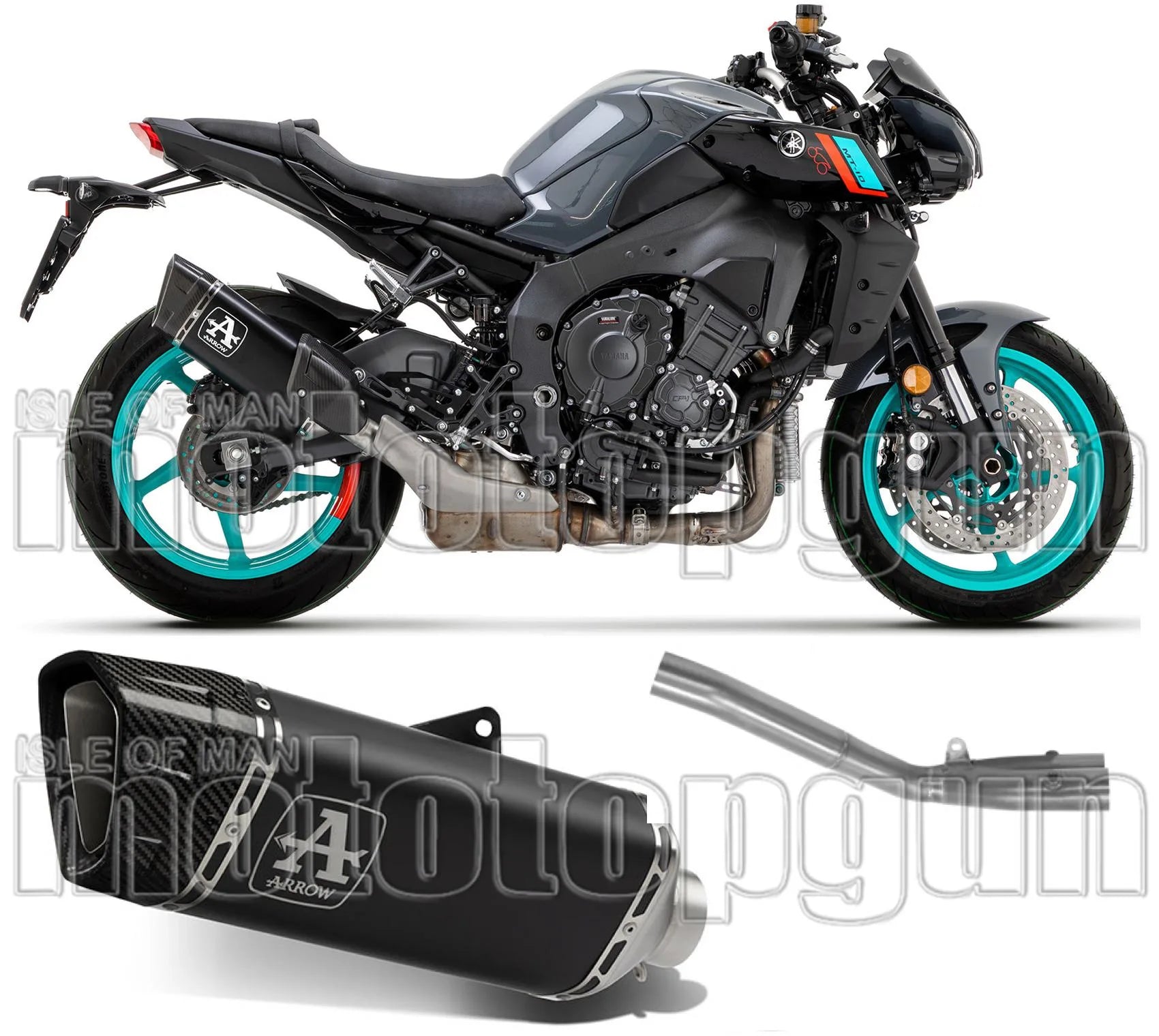 Complete Exhaust System Without Catalytic Converter And Without Sound Certification Pista Black Titanium Carbon - Arrow Special Parts Compatible With Yamaha Mt-10 (2022-2024)