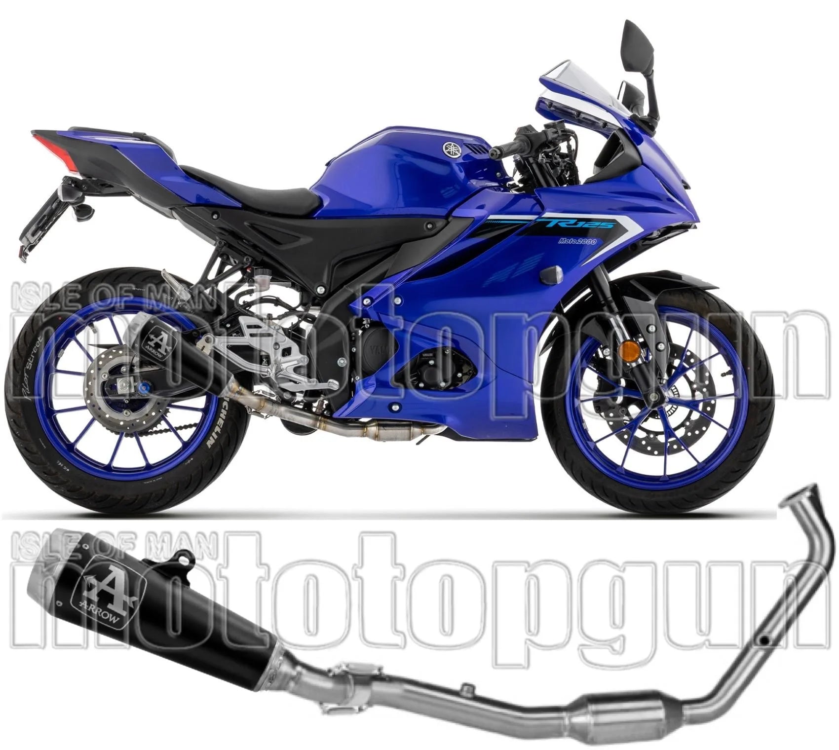 Complete Exhaust System Without Catalytic Converter And Without Sound Certification Pro-Race Black Nichrom Steel End Cap - Arrow Special Parts Compatible With Yamaha Yzf R125 (2025-2026)