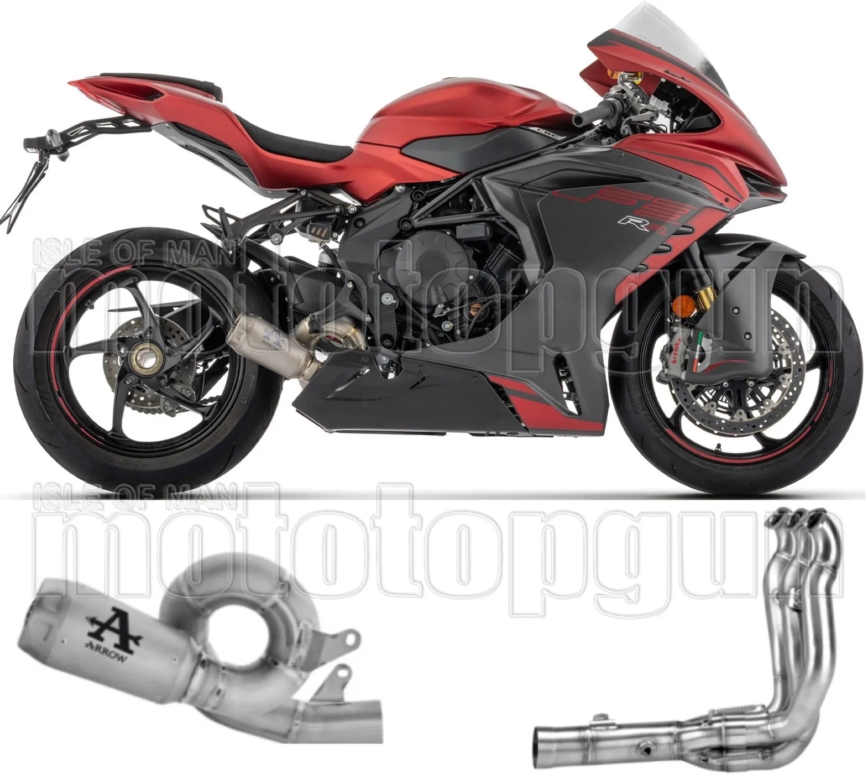 Complete Exhaust System Without Catalytic Converter And Without Sound Certification Pro-Race Titanium Body And Titanium Cap - Arrow Special Parts Compatible With Mv Agusta F3 800 (2022-2026)