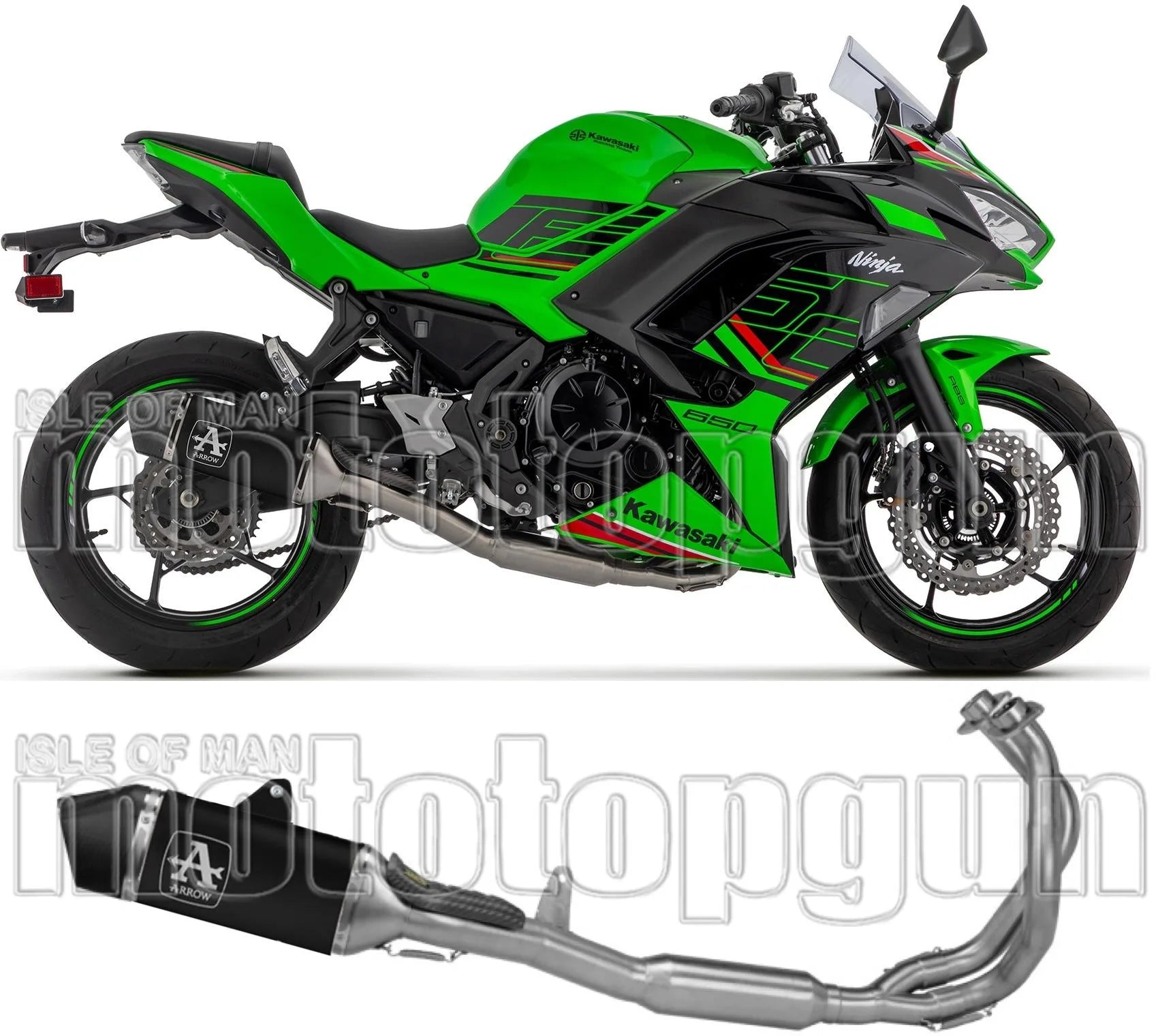 Complete Exhaust System Without Catalytic Converter And Without Sound Certification Veloce Black Aluminium Carbon - Arrow Special Parts Compatible With Kawasaki Z 650 (2024-2026)