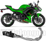 Complete Exhaust System Without Catalytic Converter And Without Sound Certification Veloce Black Aluminium Carbon - Arrow Special Parts Compatible With Kawasaki Z 650 (2024-2026)