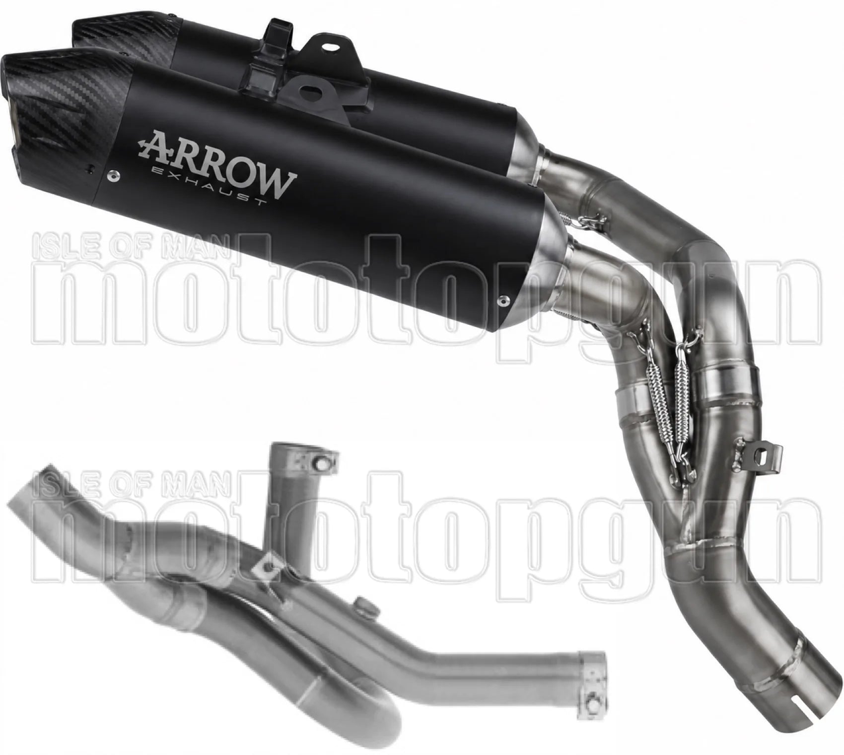 Uncatalysed Exhaust System Without Sound Certification Round Black Titanium Body And Carbon Cap - Arrow Special Parts Compatible With Ducati Hypermotard V2 (2026)