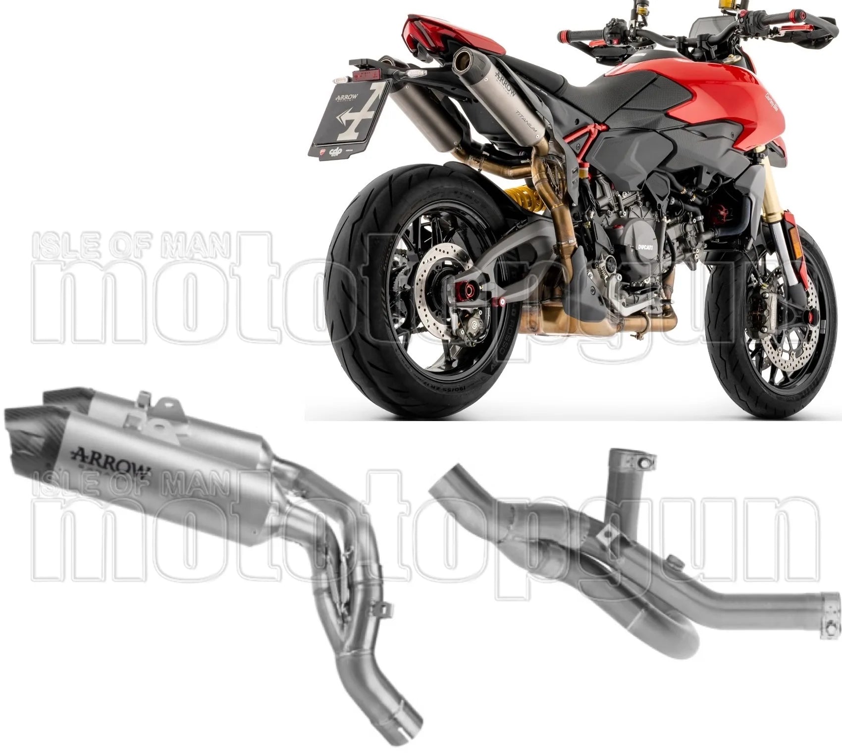 Uncatalysed Exhaust System Without Sound Certification Round Titanium Body And Carbon Cap - Arrow Special Parts Compatible With Ducati Hypermotard V2 (2026)