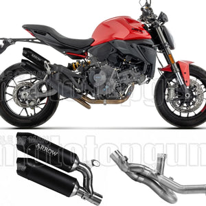 Uncatalysed Exhaust System Without Sound Certification Round Black Titanium Body And Carbon Cap - Arrow Special Parts Compatible With Ducati Monster 890 V2 (2026)