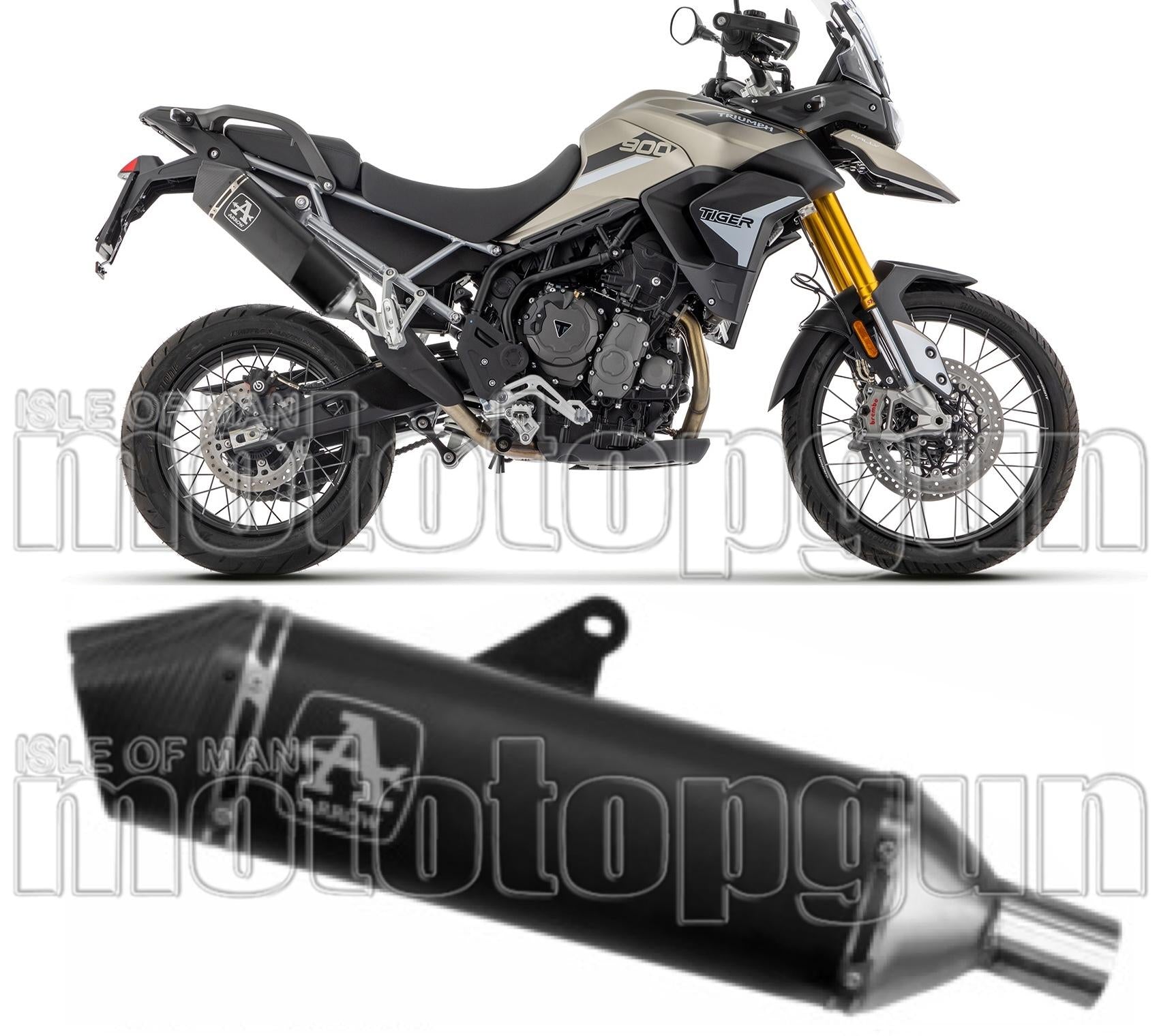 Exhaust Tip Without Sound Certification Veloce Black Aluminium Carbon - Arrow Special Parts Compatible With Triumph Tiger 850 (2020-2024)