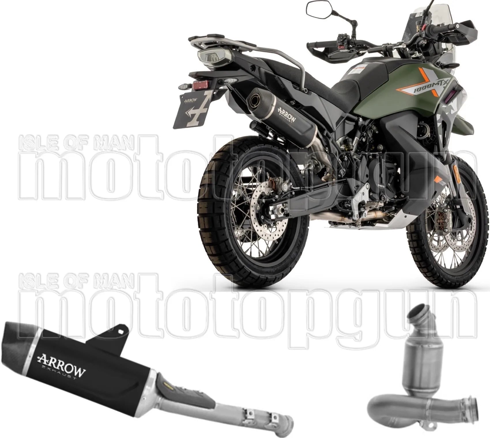 Non-Catalytic Exhaust Tip With Sound Certification Indy-Race Evo Black Aluminium Body And Carbon Cap - Arrow Special Parts Compatible With Cfmoto 1000 Mt-X (2026)