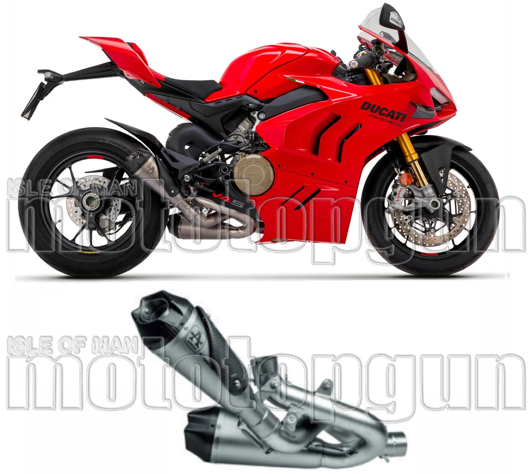 Dual Exhaust System Without Sound Certification Works Full Titanium Carbon - Arrow Special Parts Compatible With Ducati Panigale V4 (2018-2024)