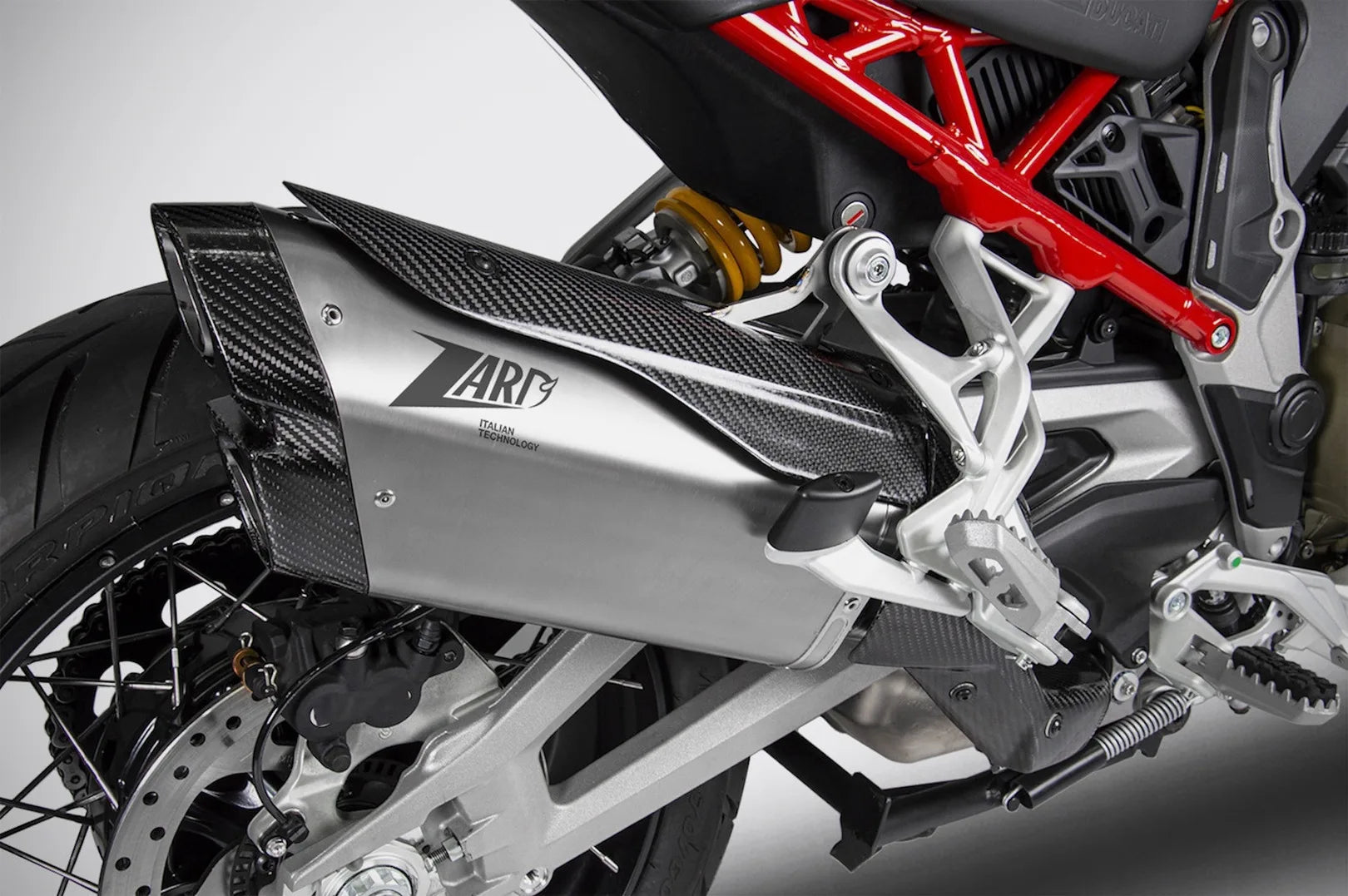 Exhaust Tip Without Sound Certification Titanium Endcap Carbon - Zard Compatible With Ducati Multistrada V4S (2021-2023)