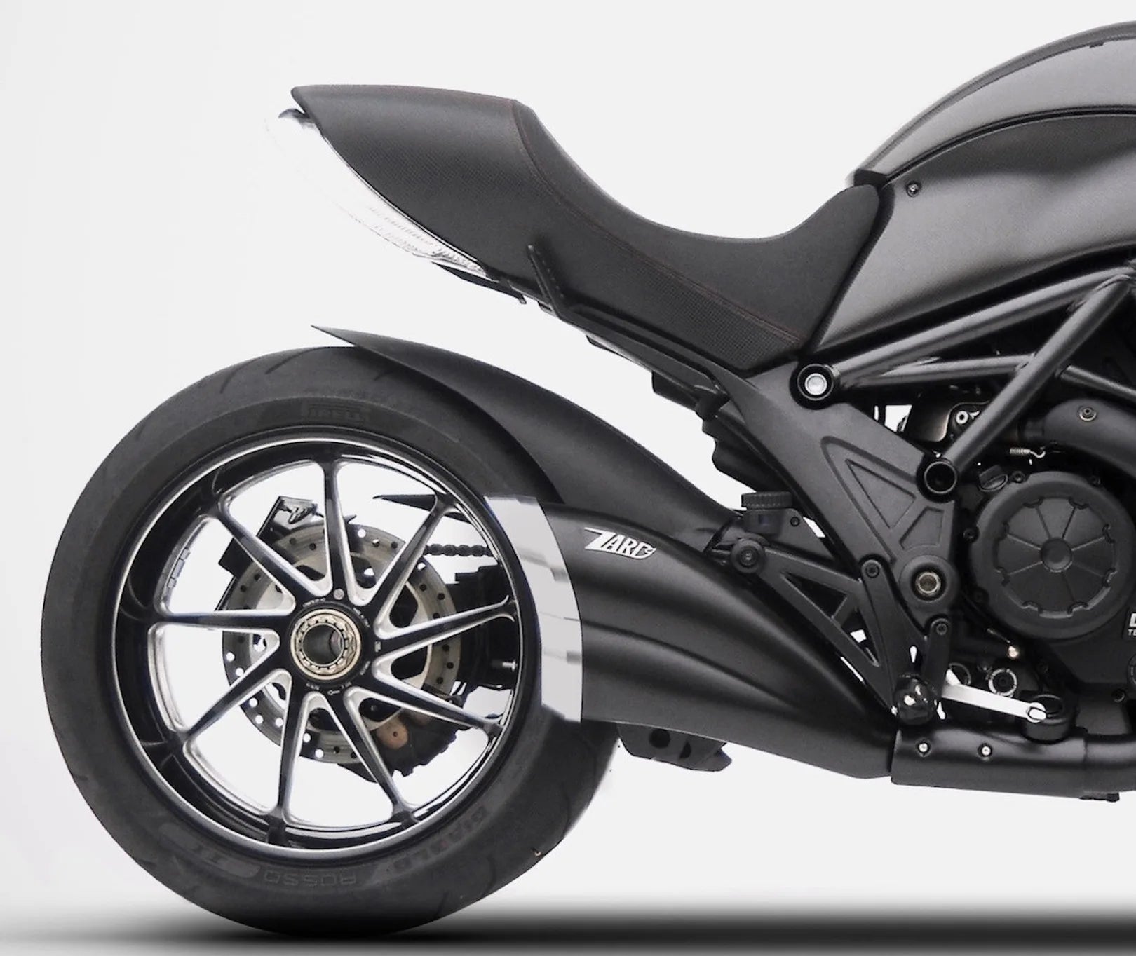 Exhaust Tip Without Sound Certification Steel Black Endcap Carbon - Zard Compatible With Ducati Diavel (2011-2018)