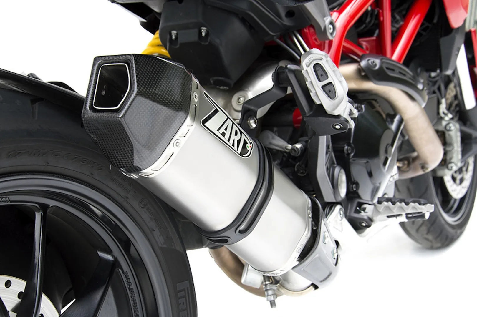 Exhaust Tip Without Sound Certification Penta Stainless Steel Endcap Carbon - Zard Compatible With Ducati Hypermotard 821 Sp (2013-2015)