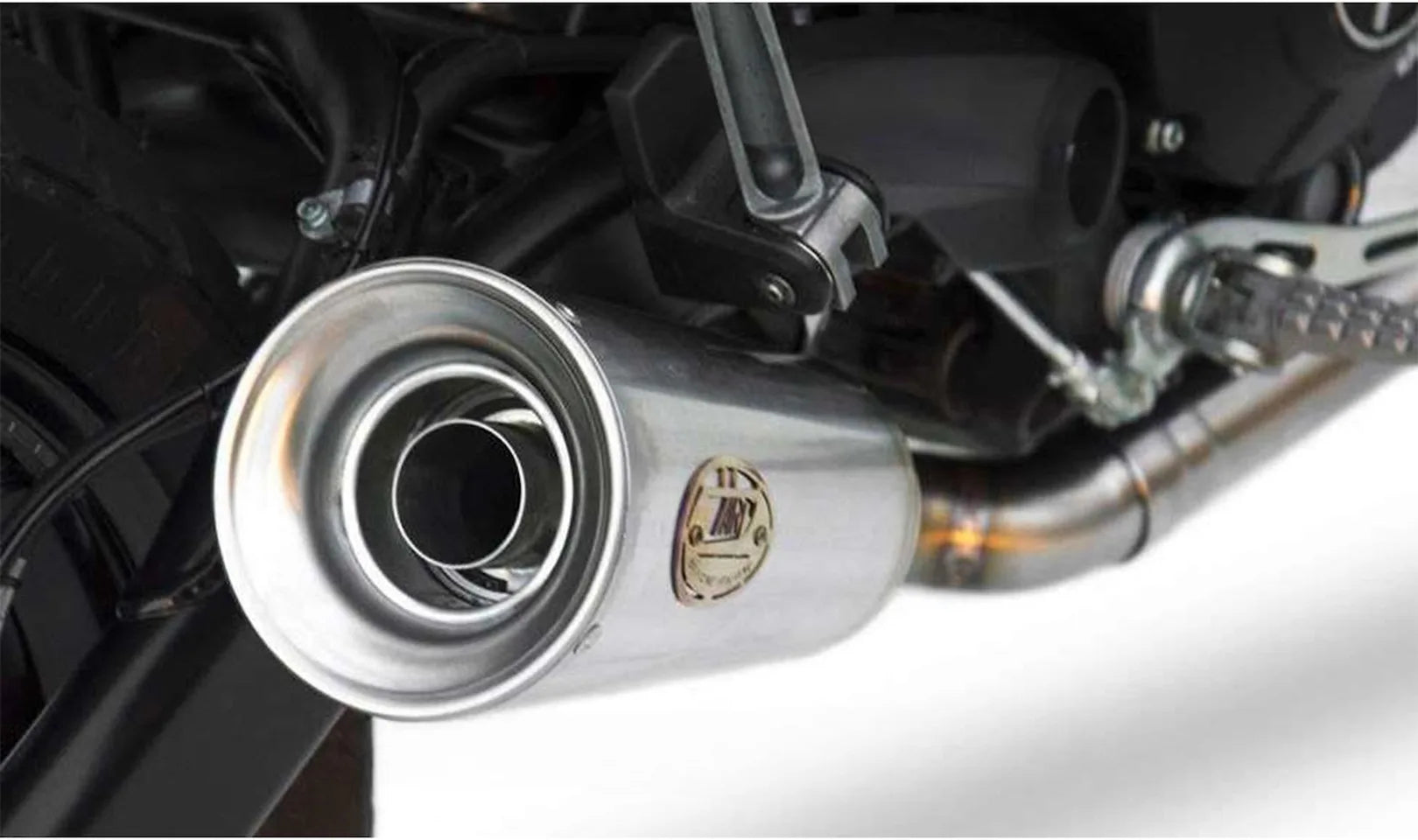 Exhaust Tip Without Sound Certification Conical Stainless Steel Brushed - Zard Compatible With Ducati Scrambler 800 Sixty2 (2016-2019)