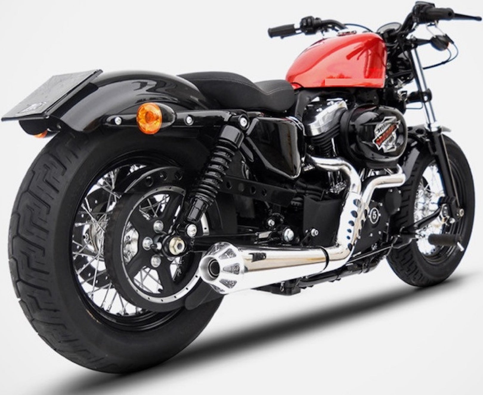 Complete Exhaust System Without Catalytic Converter And Without Sound Certification Conical Stainless Steel Endcap Aluminium - Zard Compatible With Harley-Davidson Sportster (2014-2016)