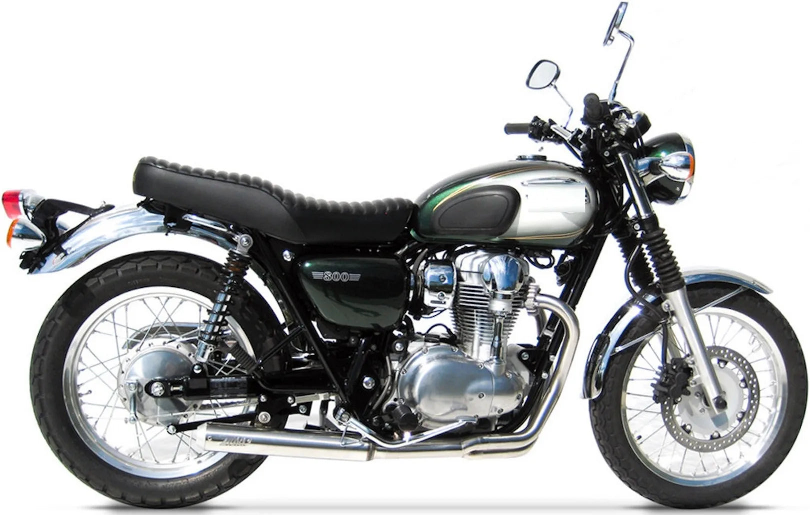Complete Exhaust System Without Catalytic Converter And Without Sound Certification Cross Stainless Steel - Zard Compatible With Kawasaki W 800 (2010-2017)