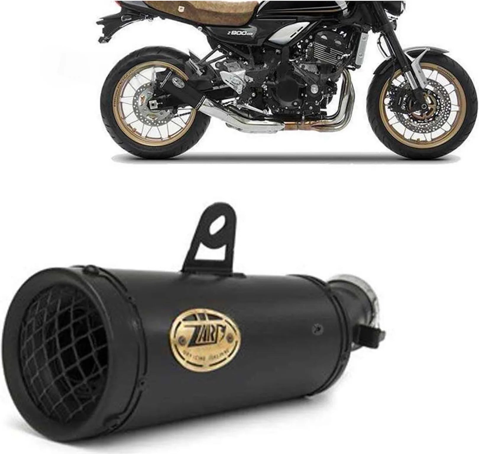 Exhaust Tip Without Sound Certification Steel Black - Zard Compatible With Kawasaki Z 900 Rs (2018-2020)