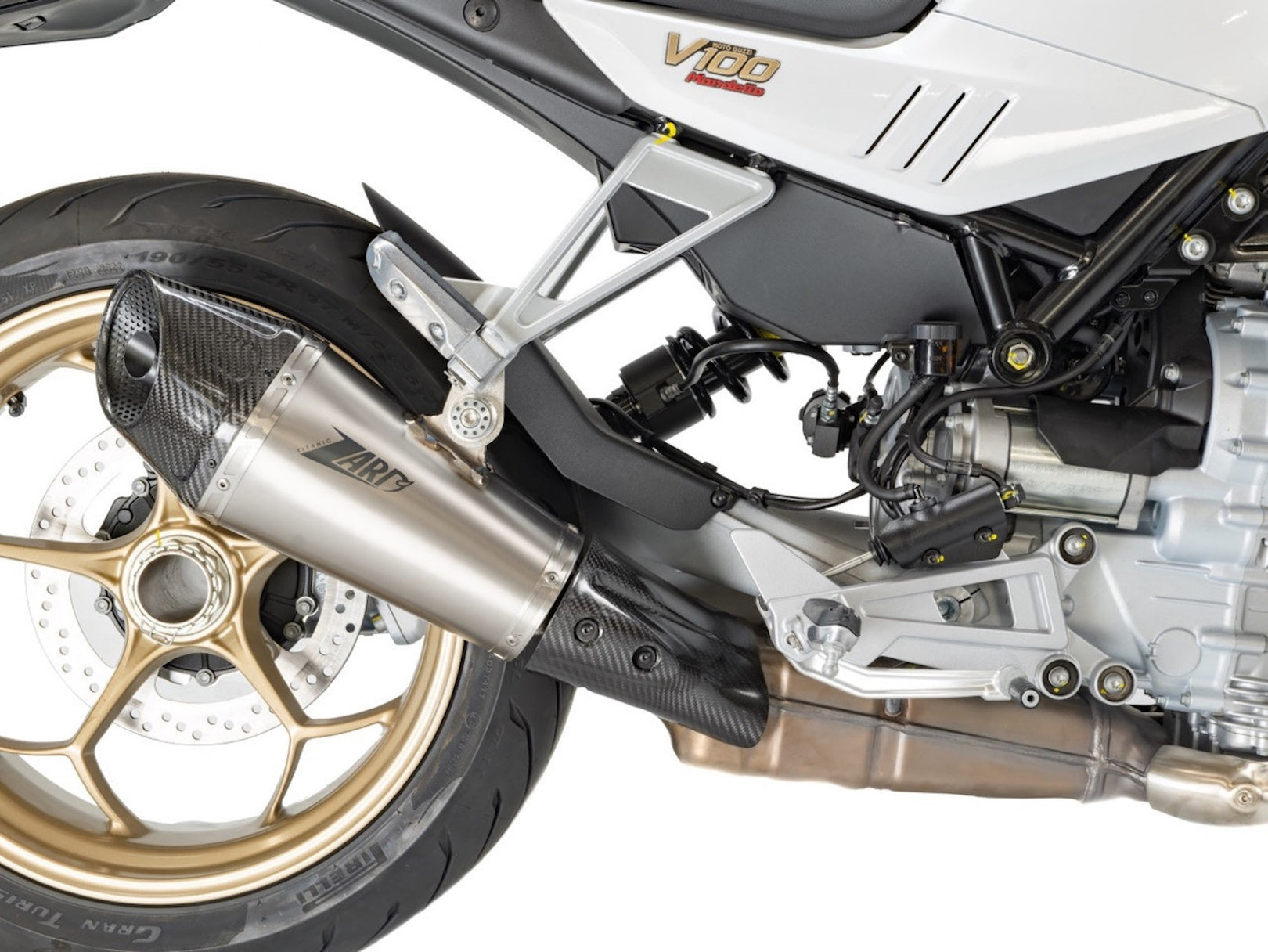 Exhaust Tip Without Sound Certification Titanium Endcap Carbon - Zard Compatible With Moto Guzzi V 100 Mandello 1000 (2023)